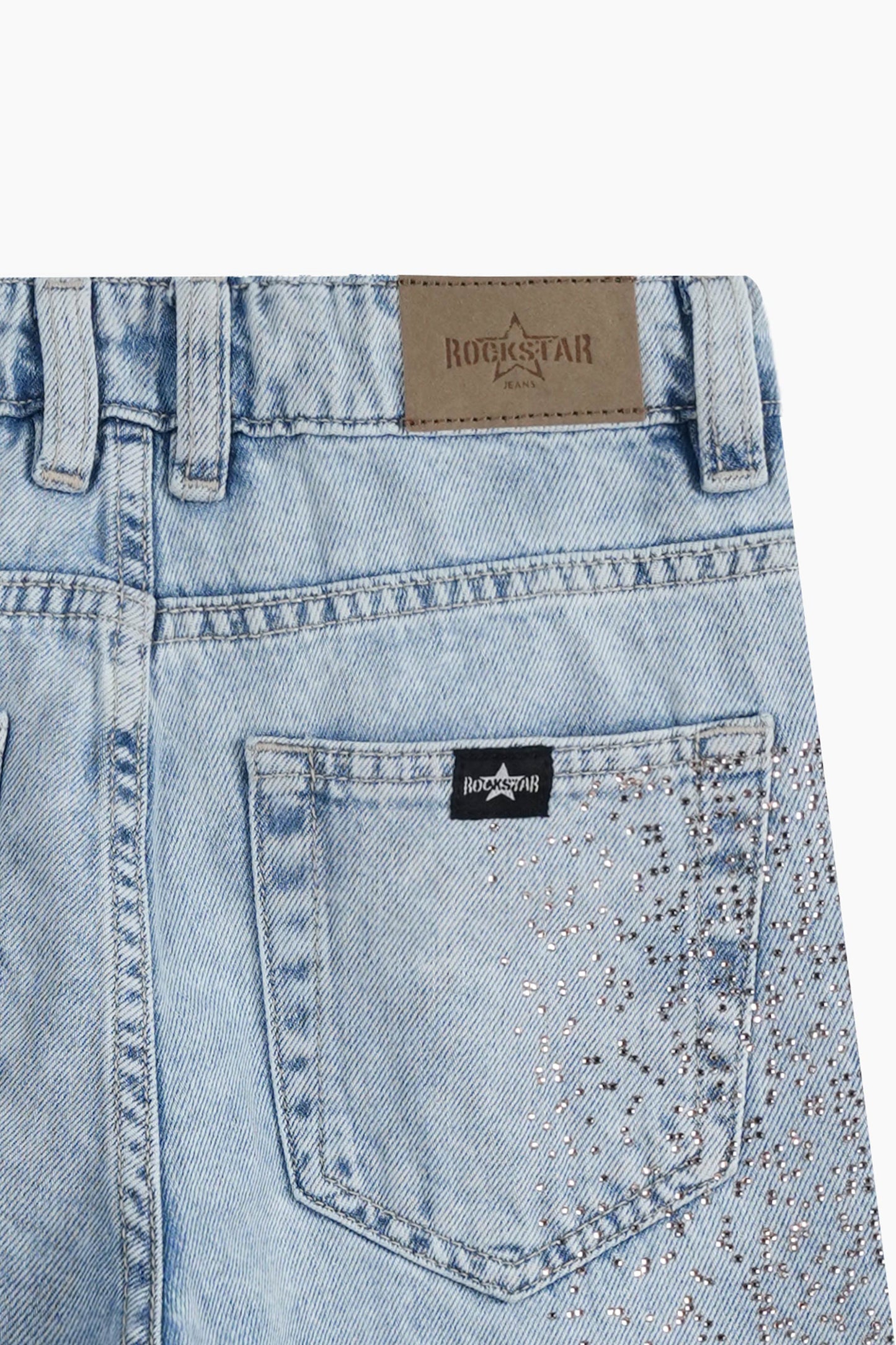 Wide Leg Peach Rhinestones Jeans