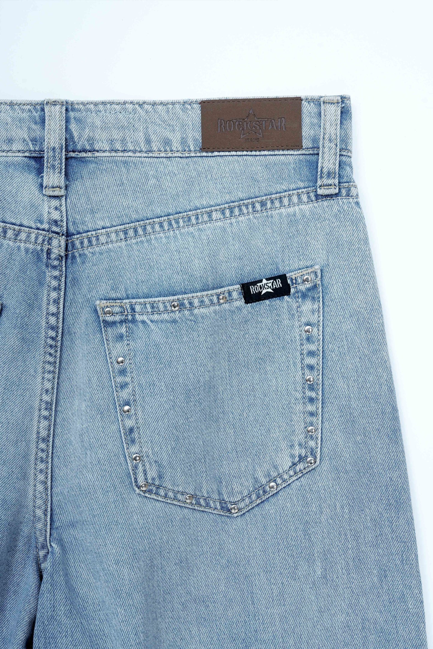 High Rise Wide Leg Stud Jeans