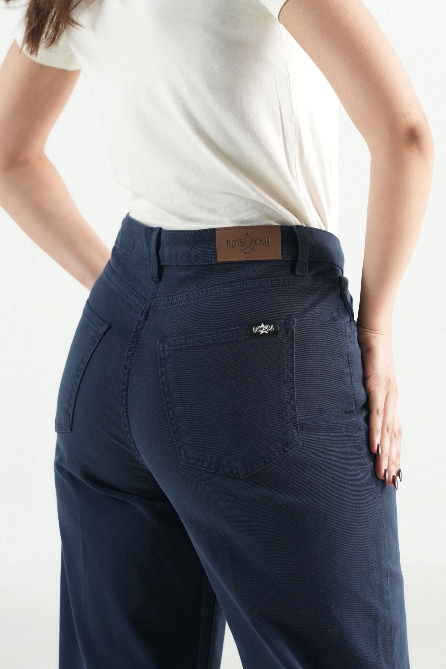 Navy Blue Wide-Leg Jeans