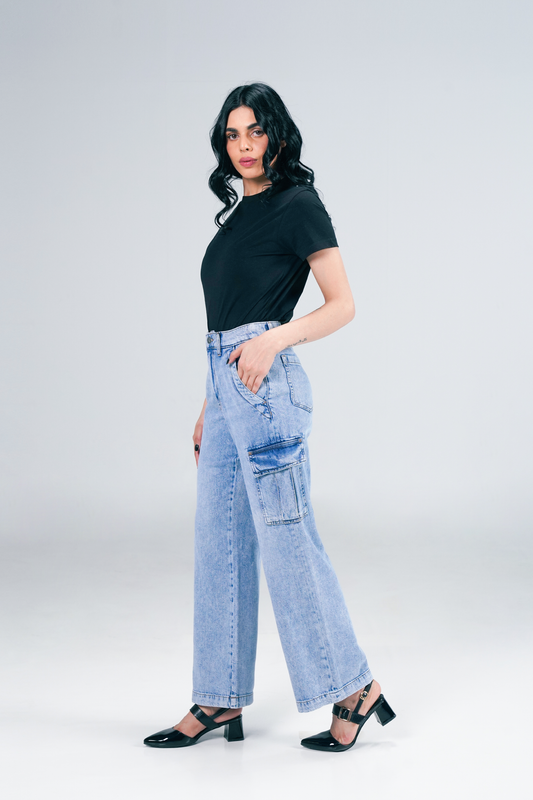 High Rise Cargo Acid Wash shop at rockstar jeans