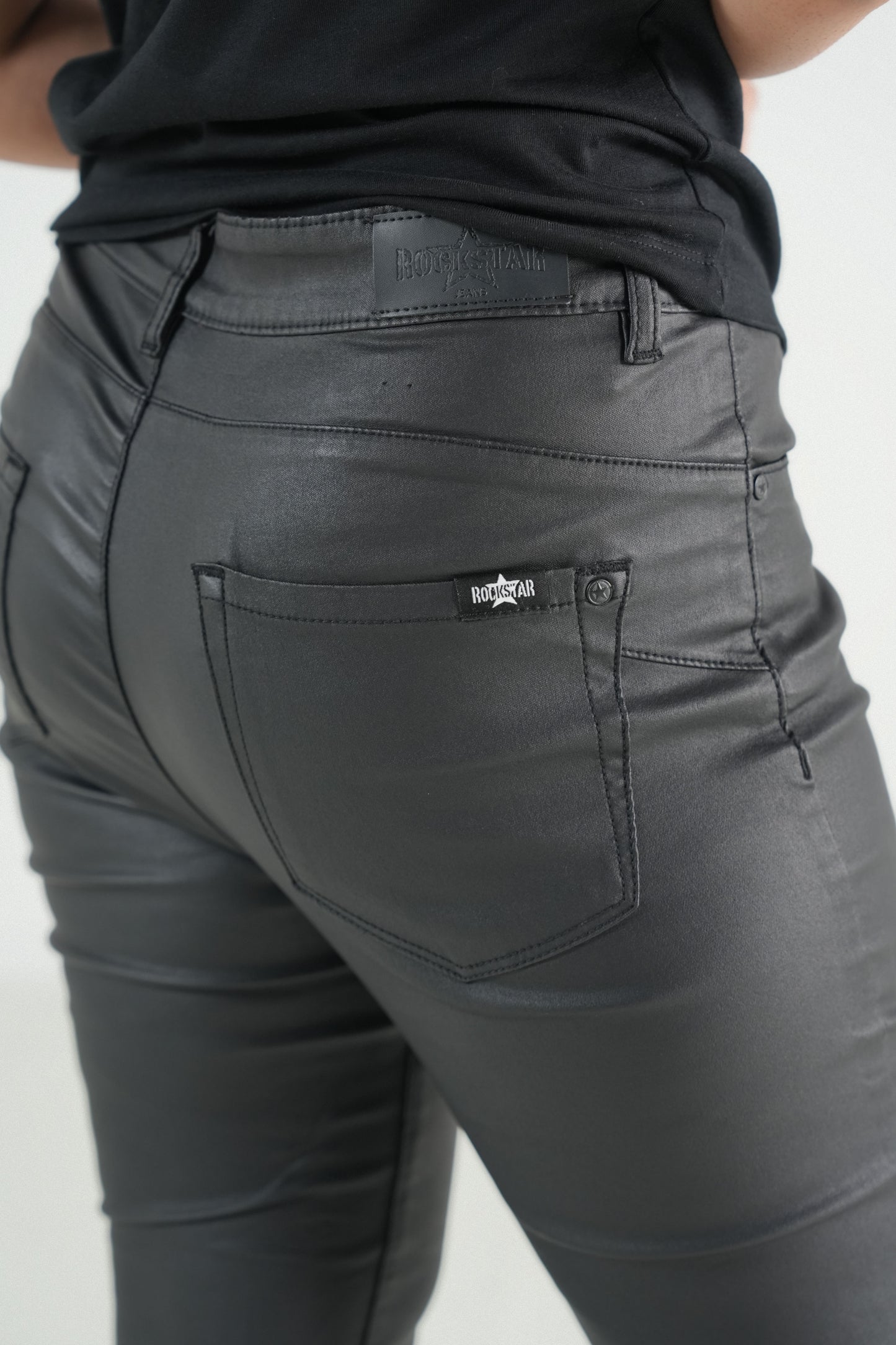 Black Coated Stretch Jeans