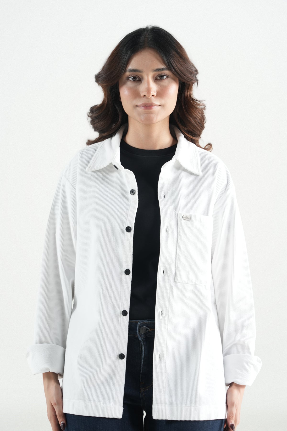 Oversized White Corduroy Shirt