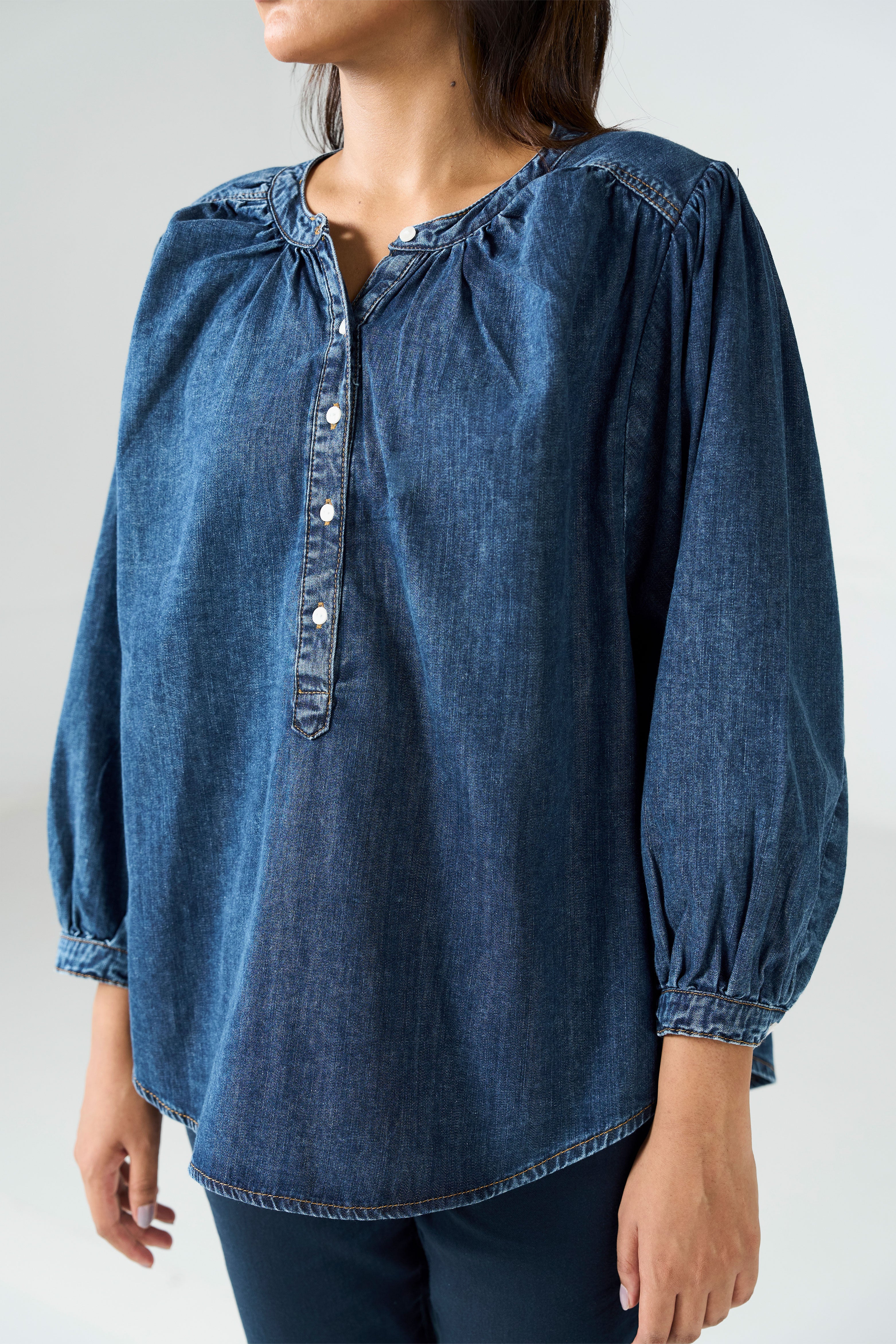Denim Balloon Dark Wash Shirt