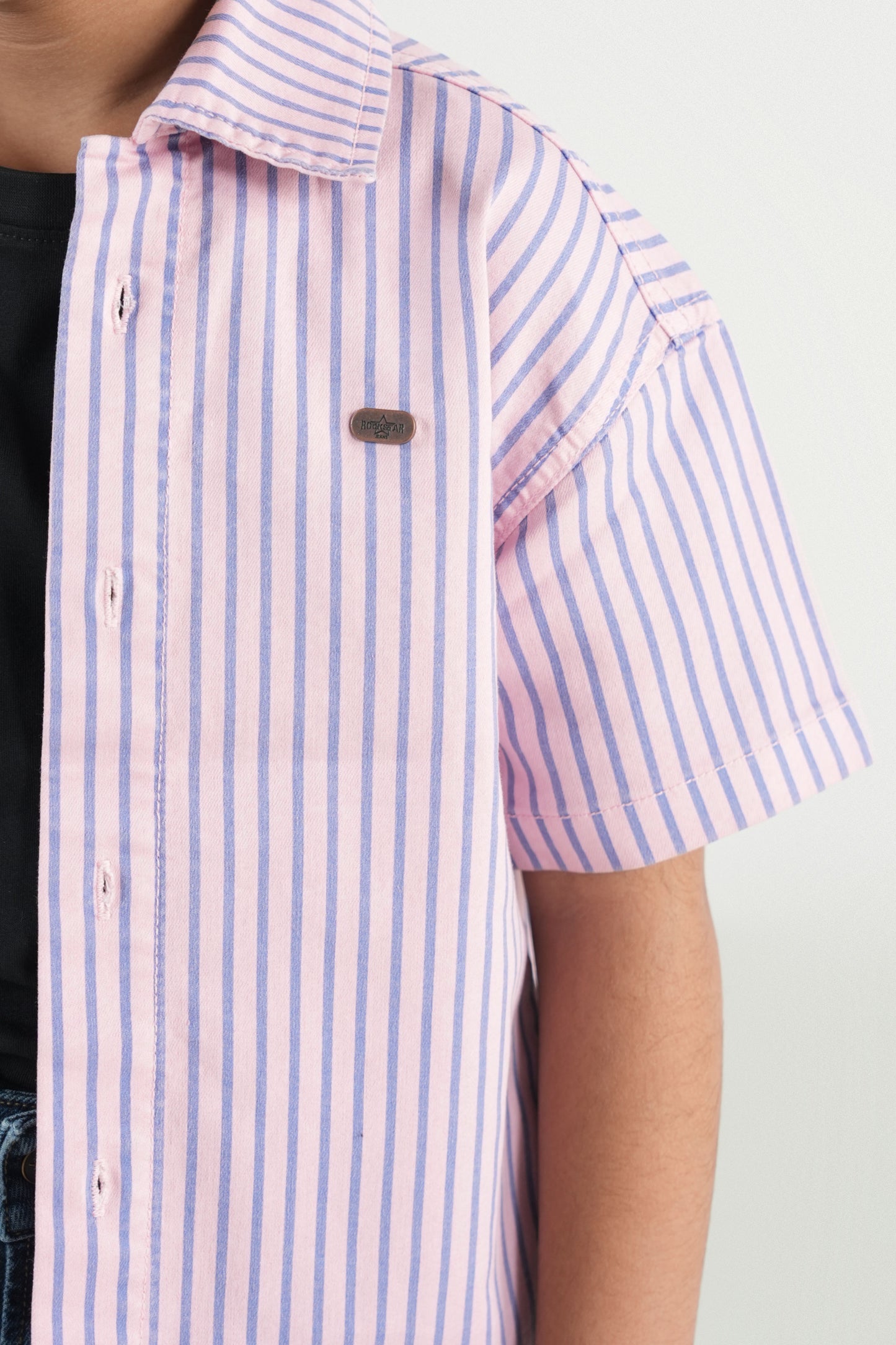 Summer Strip Button Down Shirt- Pink