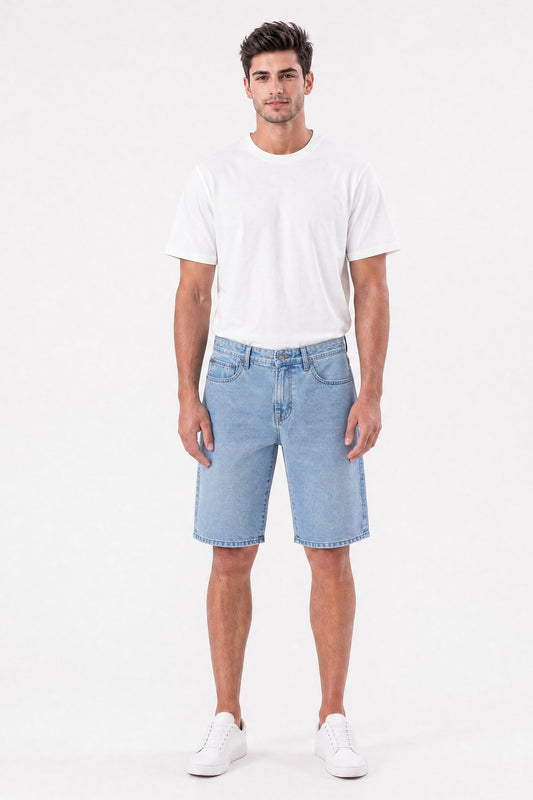 Baggy Denim Carpenter Shorts Light Blue