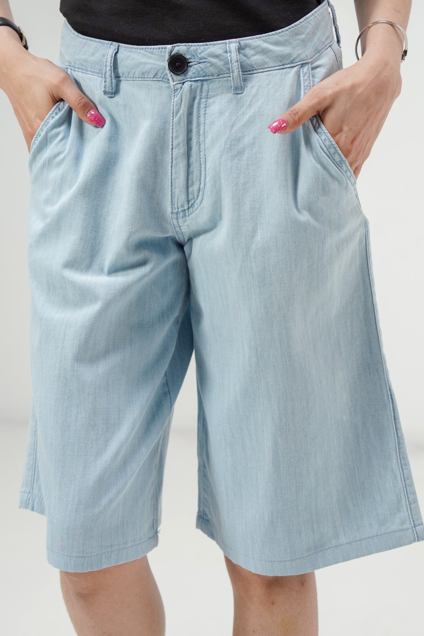 Light Blue Baggy Linen Shorts