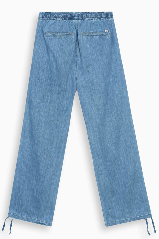 Mid-Rise Drawcord Wide Leg Trousers