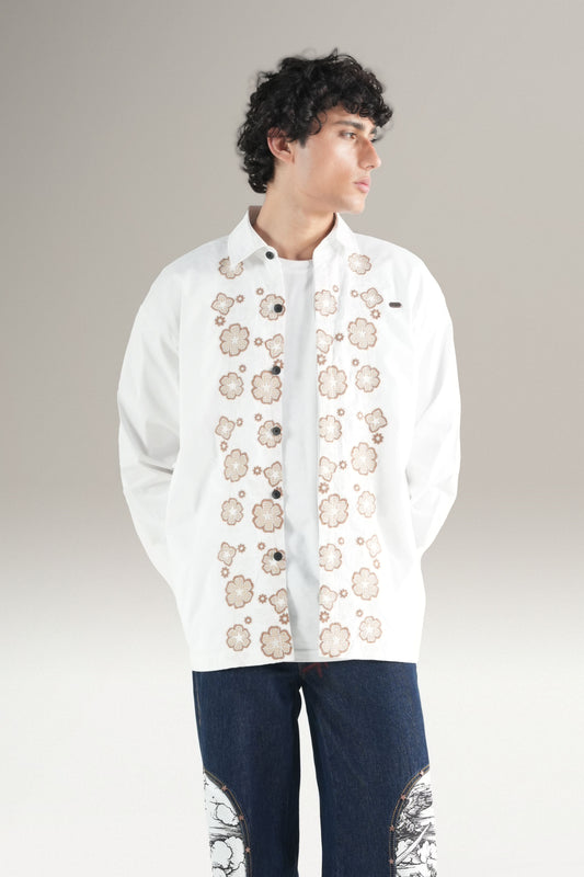 Floral Tuxedo White Shirt