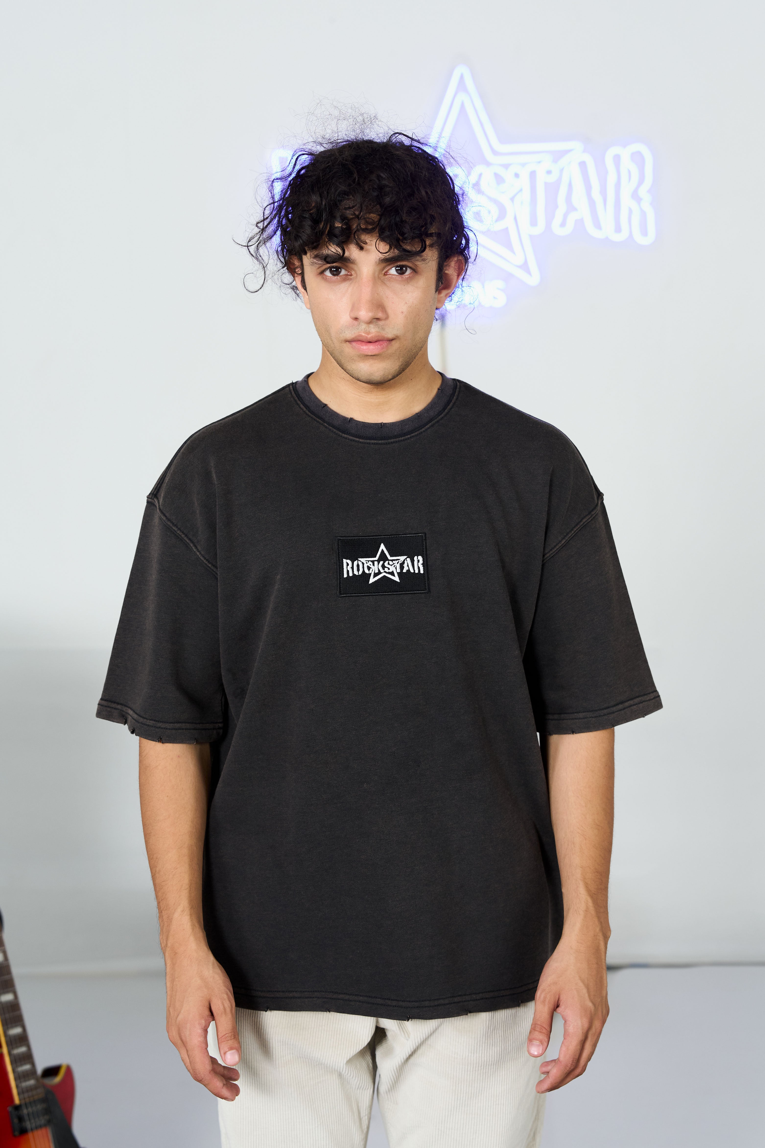 Drop Shoulder Charcoal Acid Tee