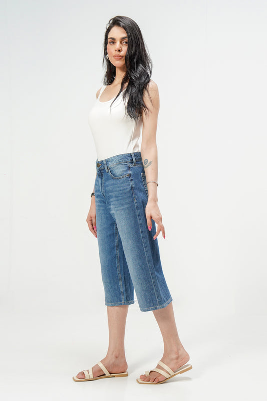 Dark Blue Baggy Denim Capri