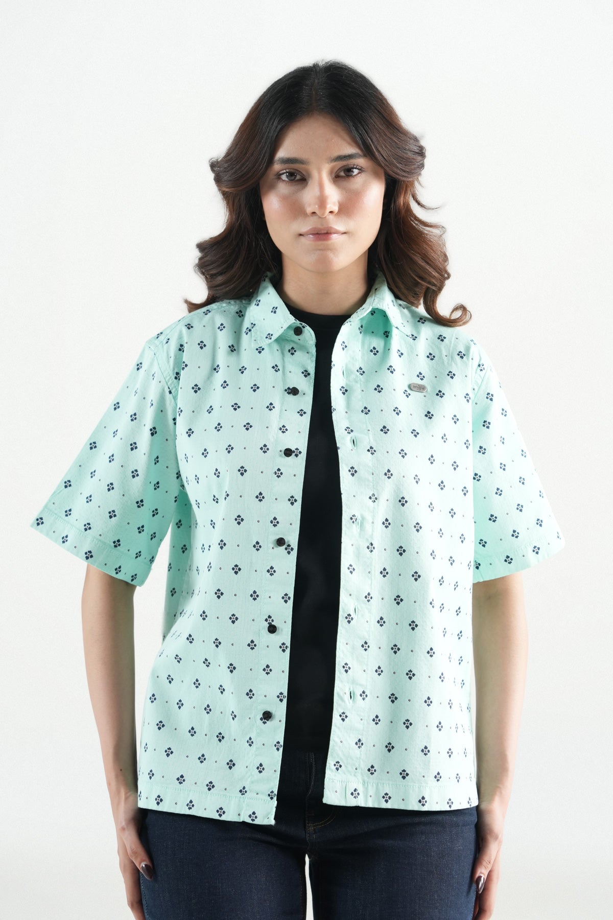 Hawaiian Floral Printed Aqua Blue Shirt