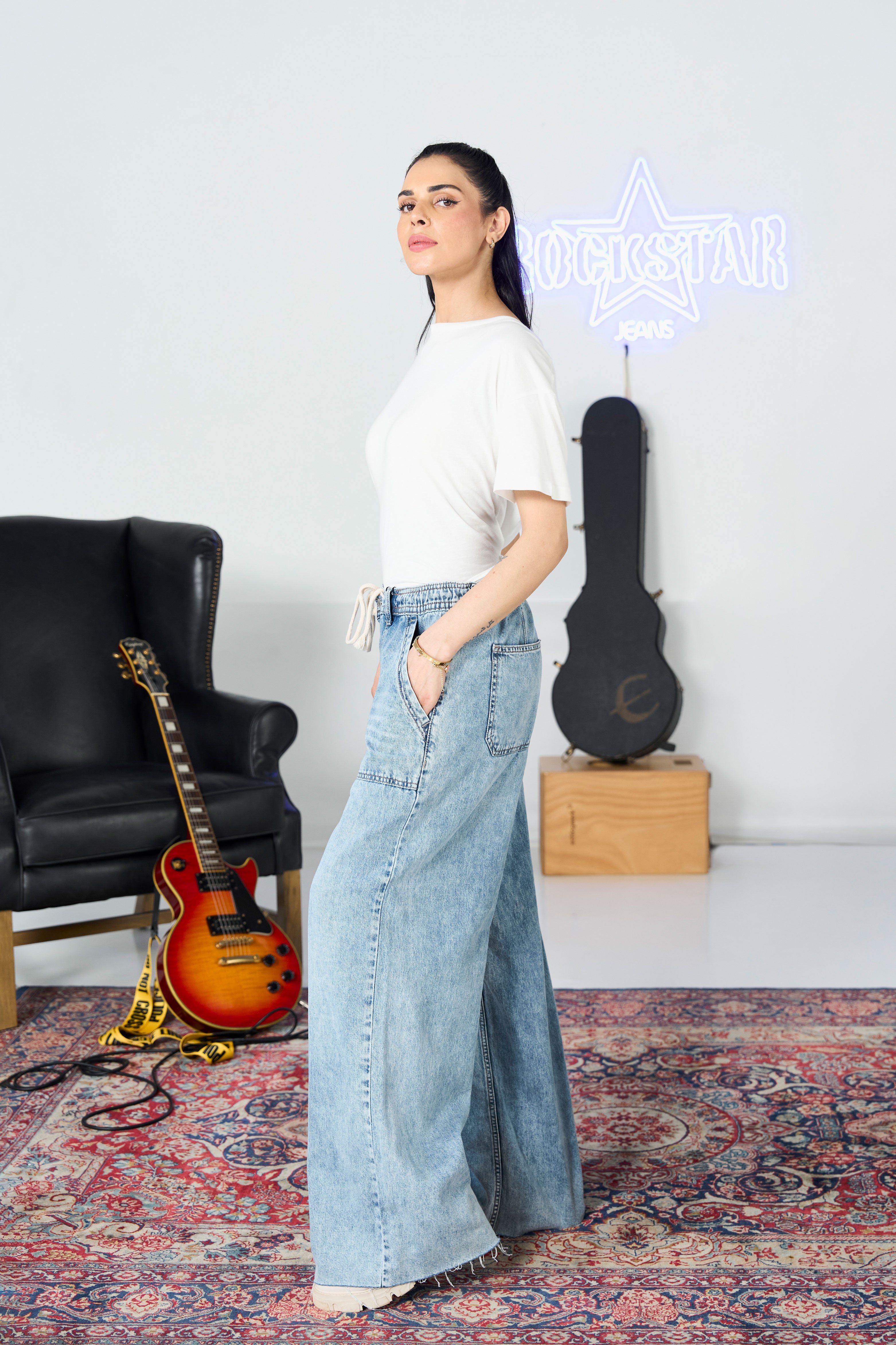 Patch Pocket Acid Wide Leg