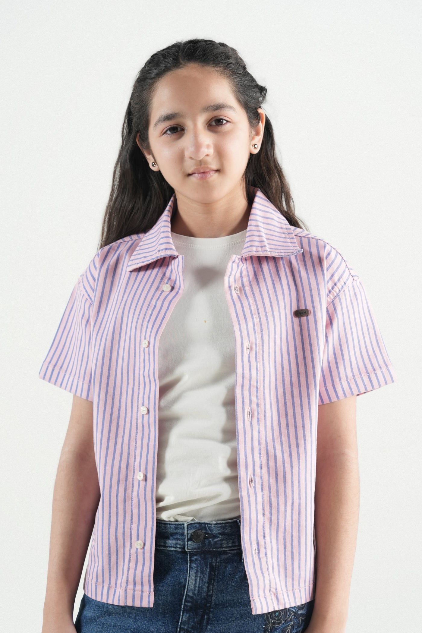 Button Down Summer Stripe Shirt-Pink