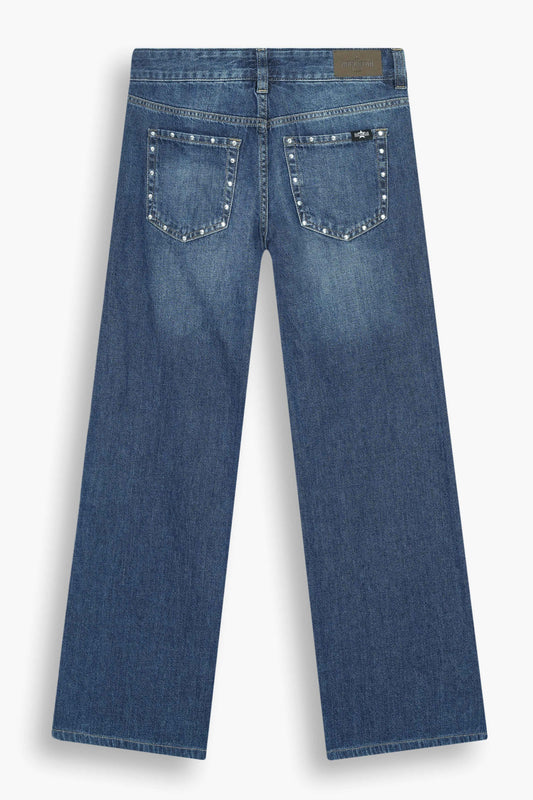 Mid Rise Wide Leg Stud Jeans