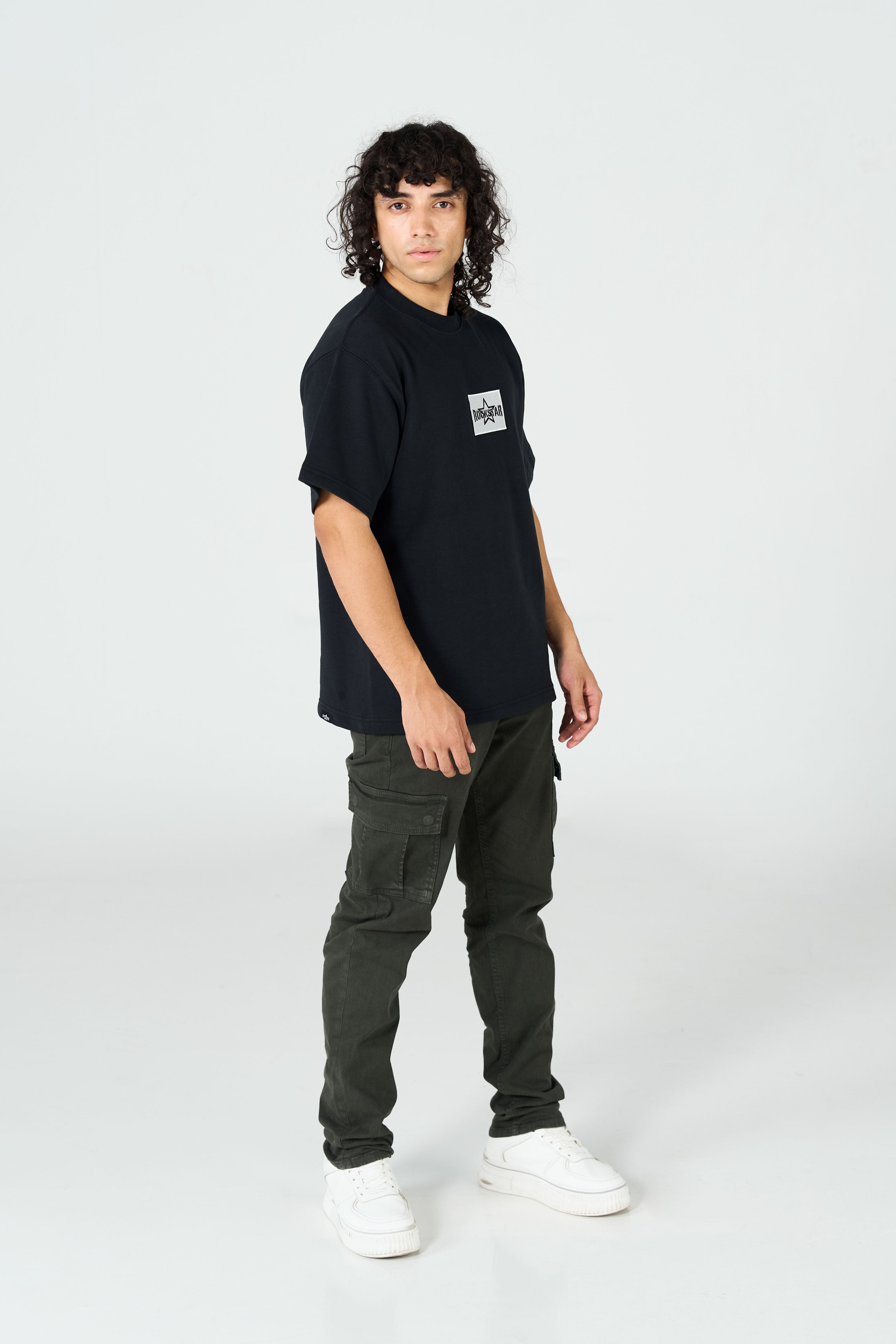 Drop Shoulder Black Tee