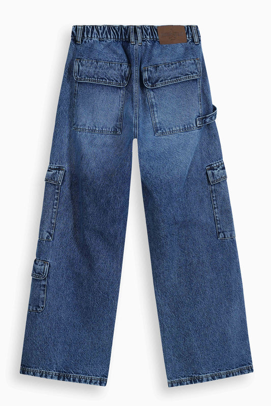 Baggy Fit Cargo Jeans Medium Blue