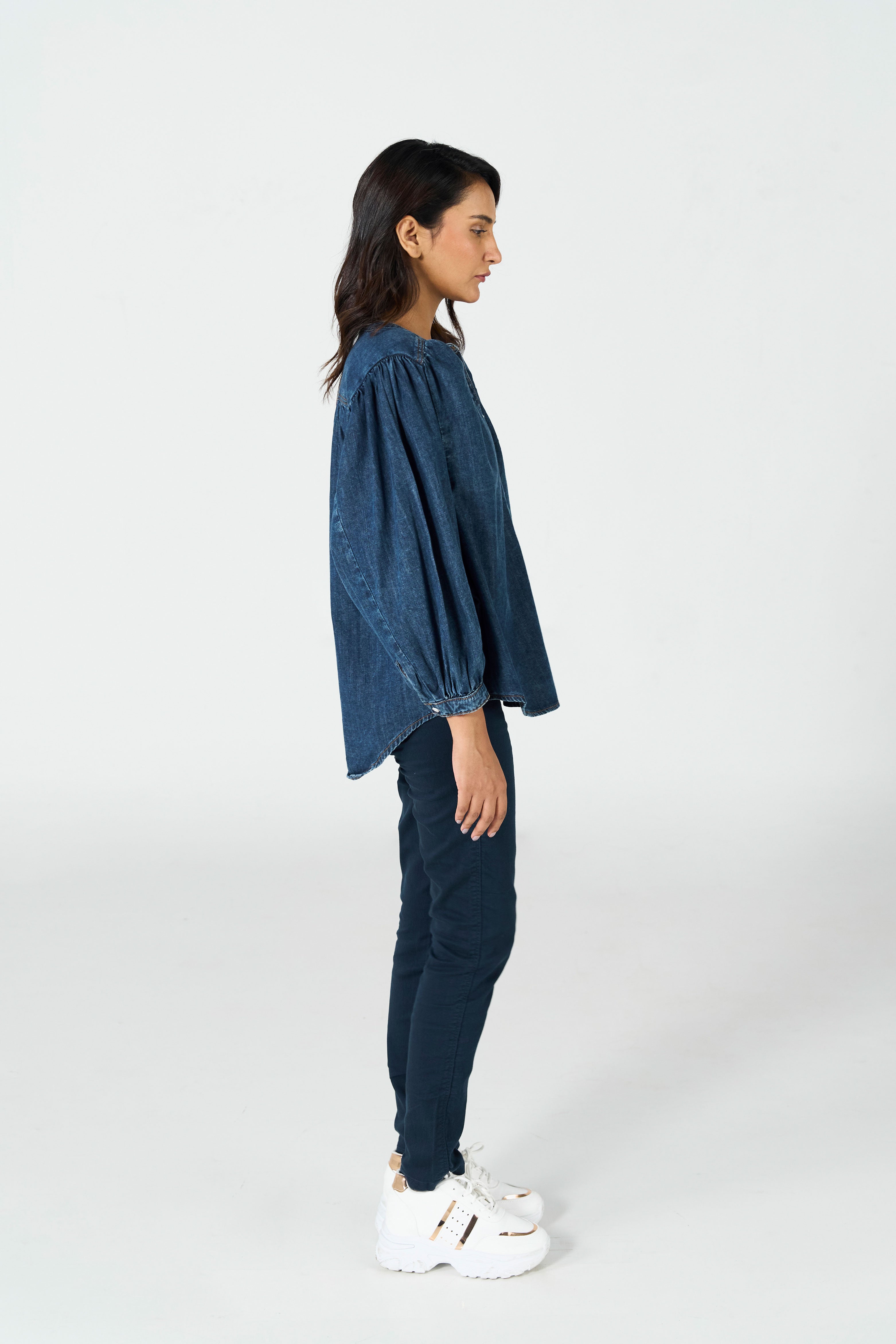 Denim Balloon Dark Wash Shirt