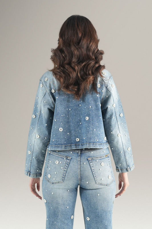 Pearl Blossom Denim Jacket