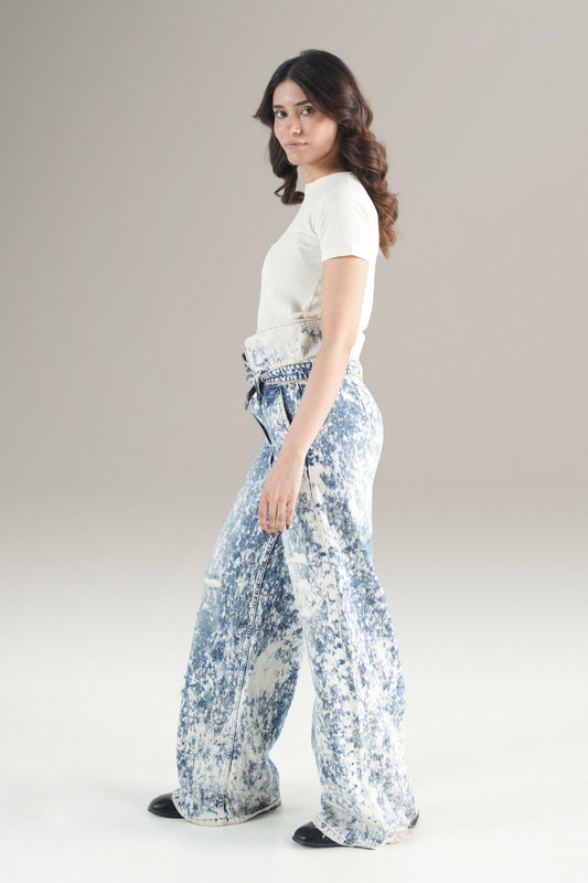 High Waisted Marble Sky Denim Jeans
