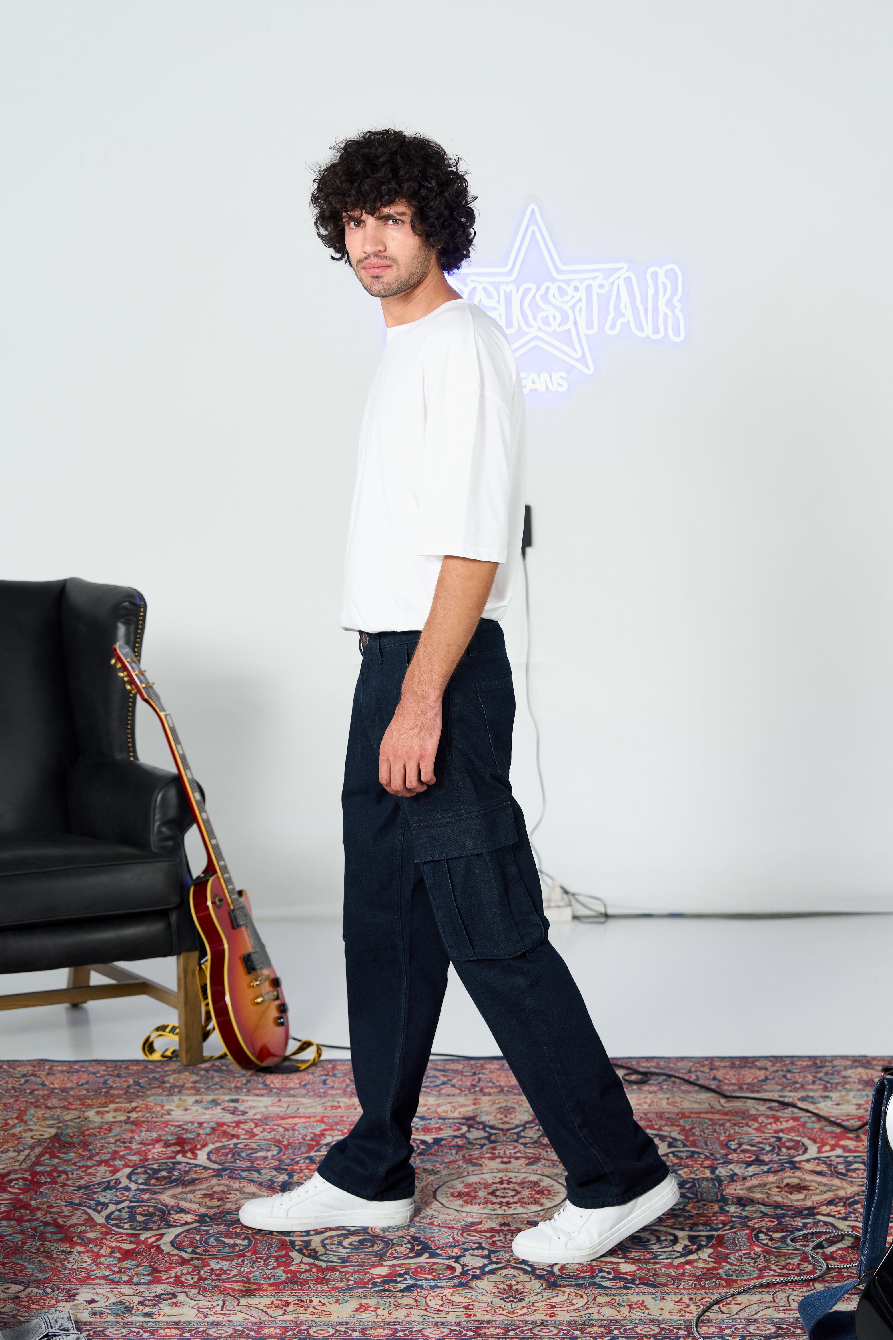 Dark Wash Baggy Cargos