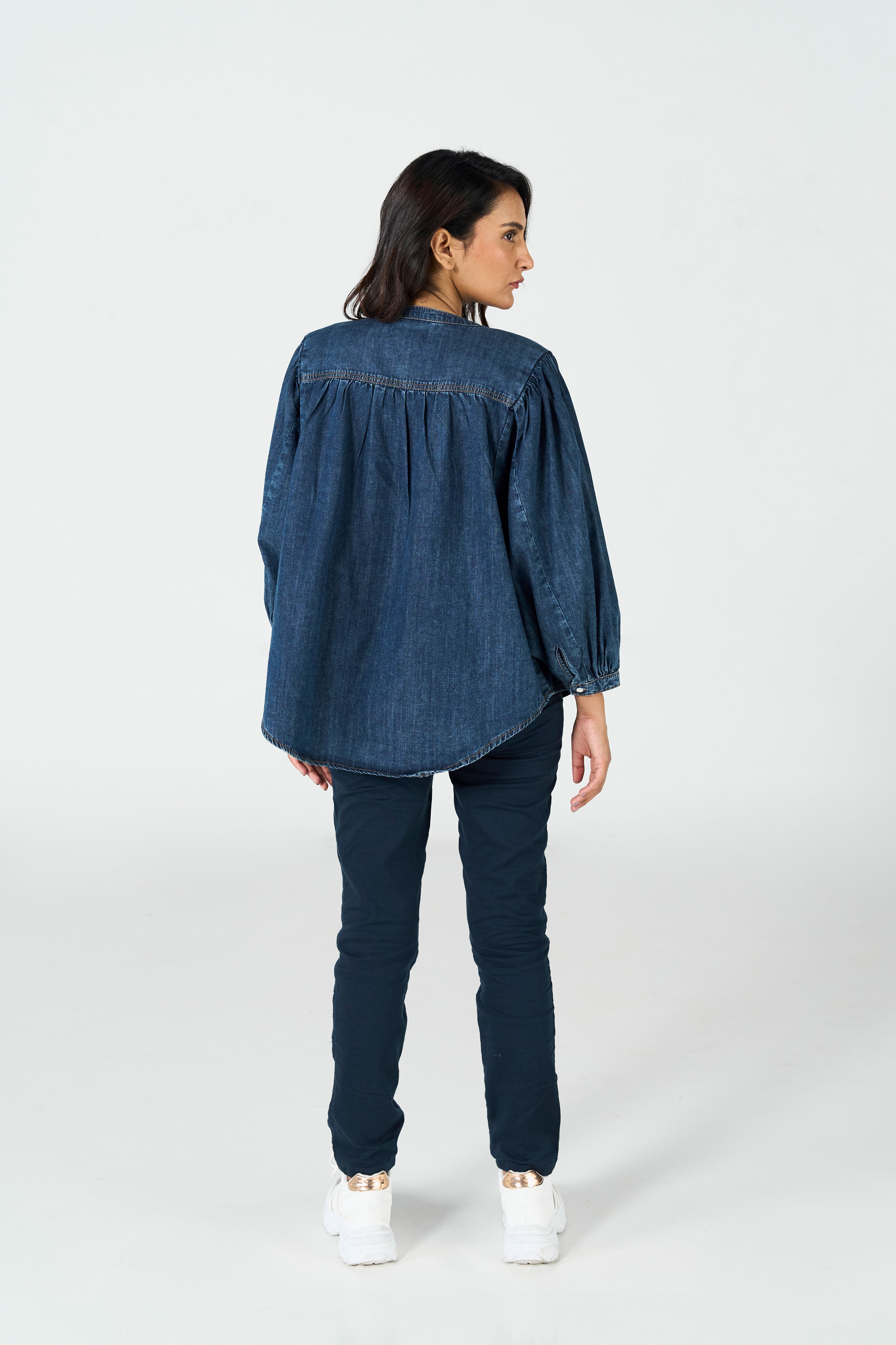 Denim Balloon Dark Wash Shirt