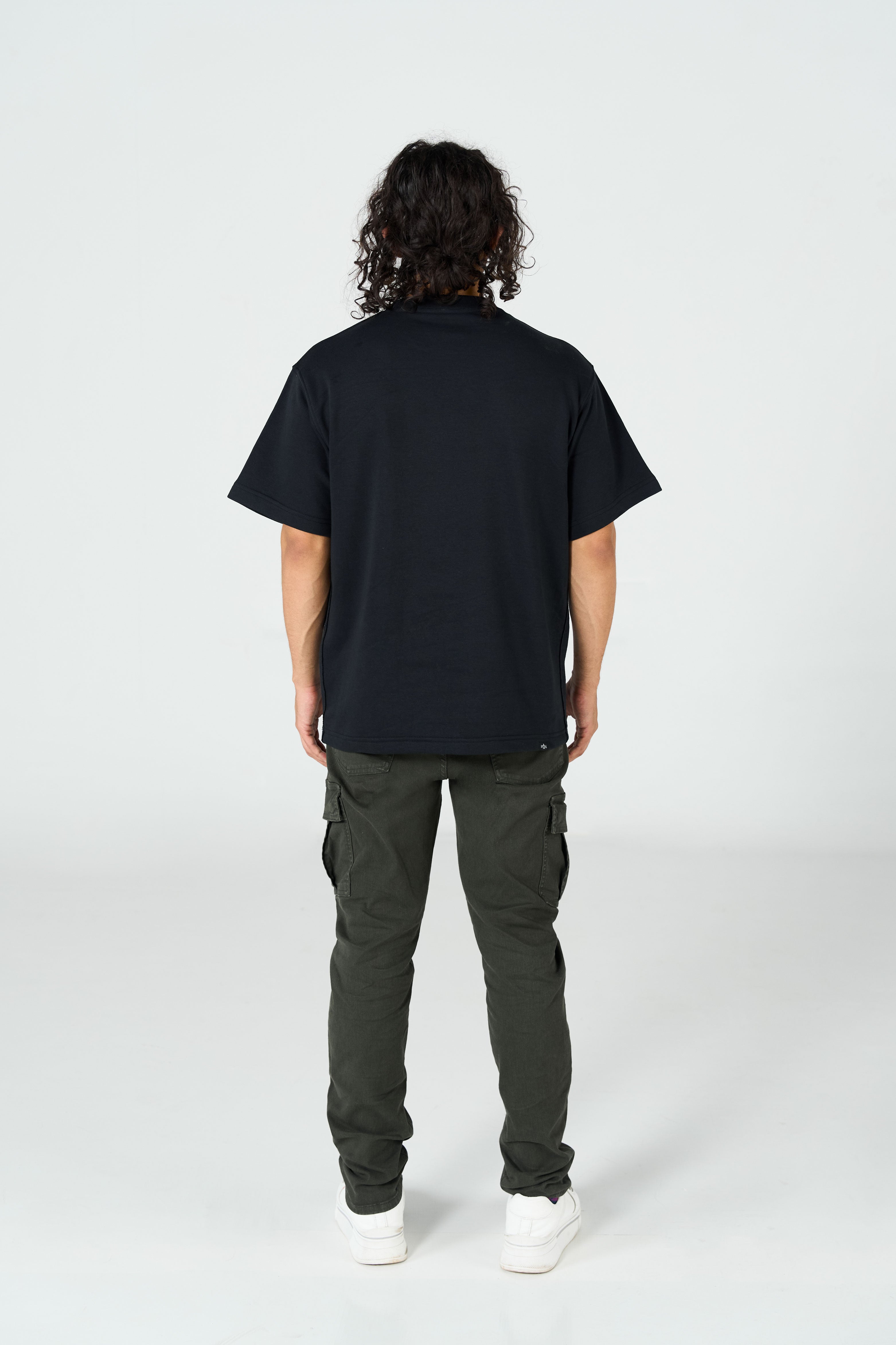 Drop Shoulder Black Tee