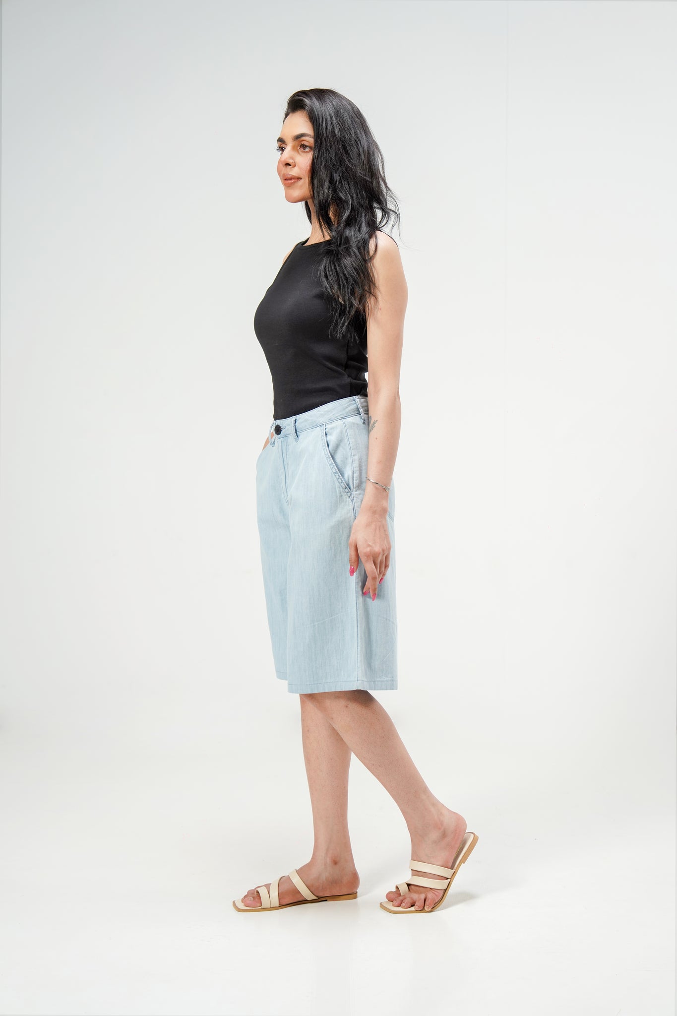 Light Blue Baggy Linen Shorts