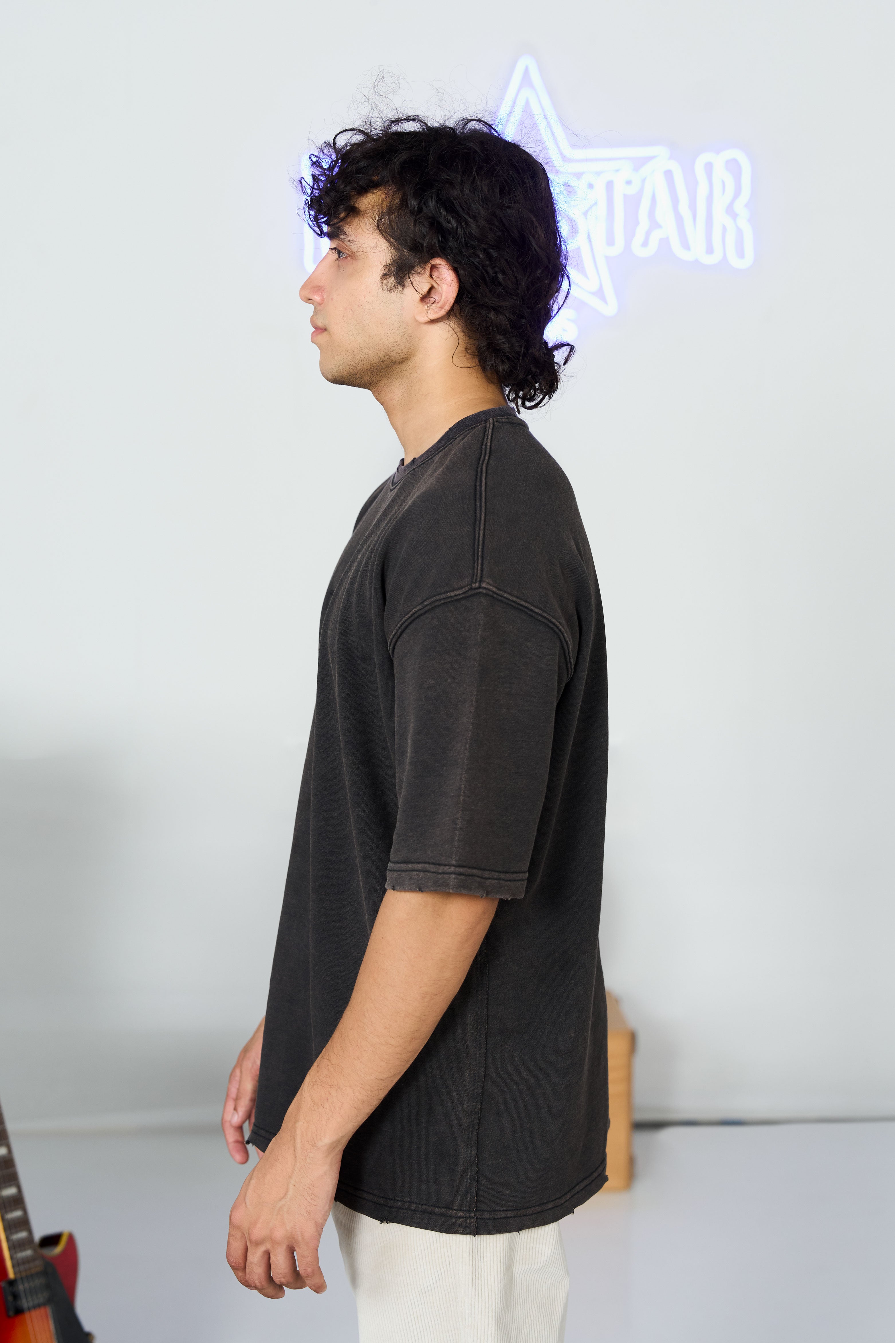 Drop Shoulder Charcoal Acid Tee