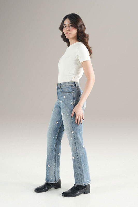 Pearl Blossom Denim Jeans