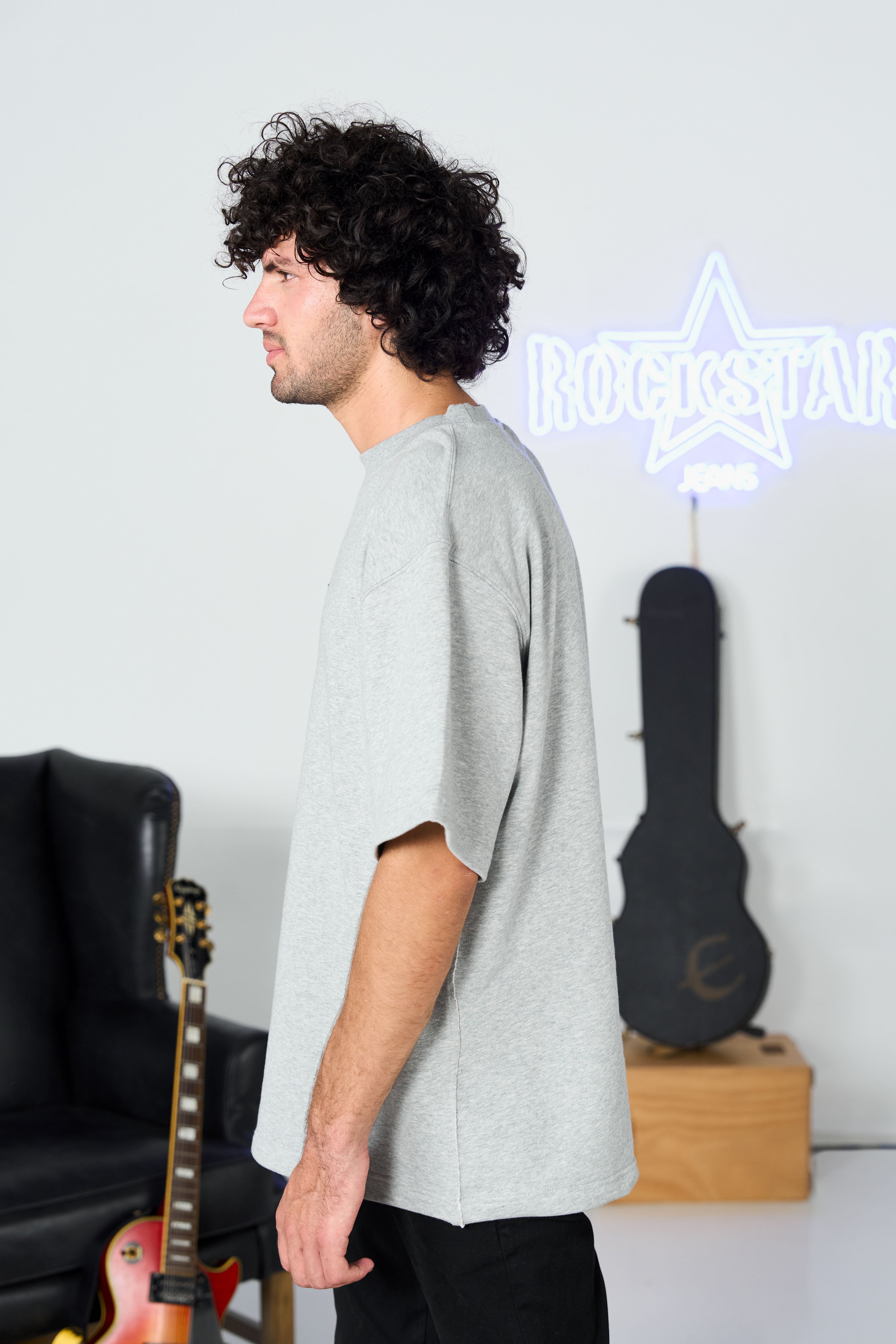 Drop Shoulder Grey Tee