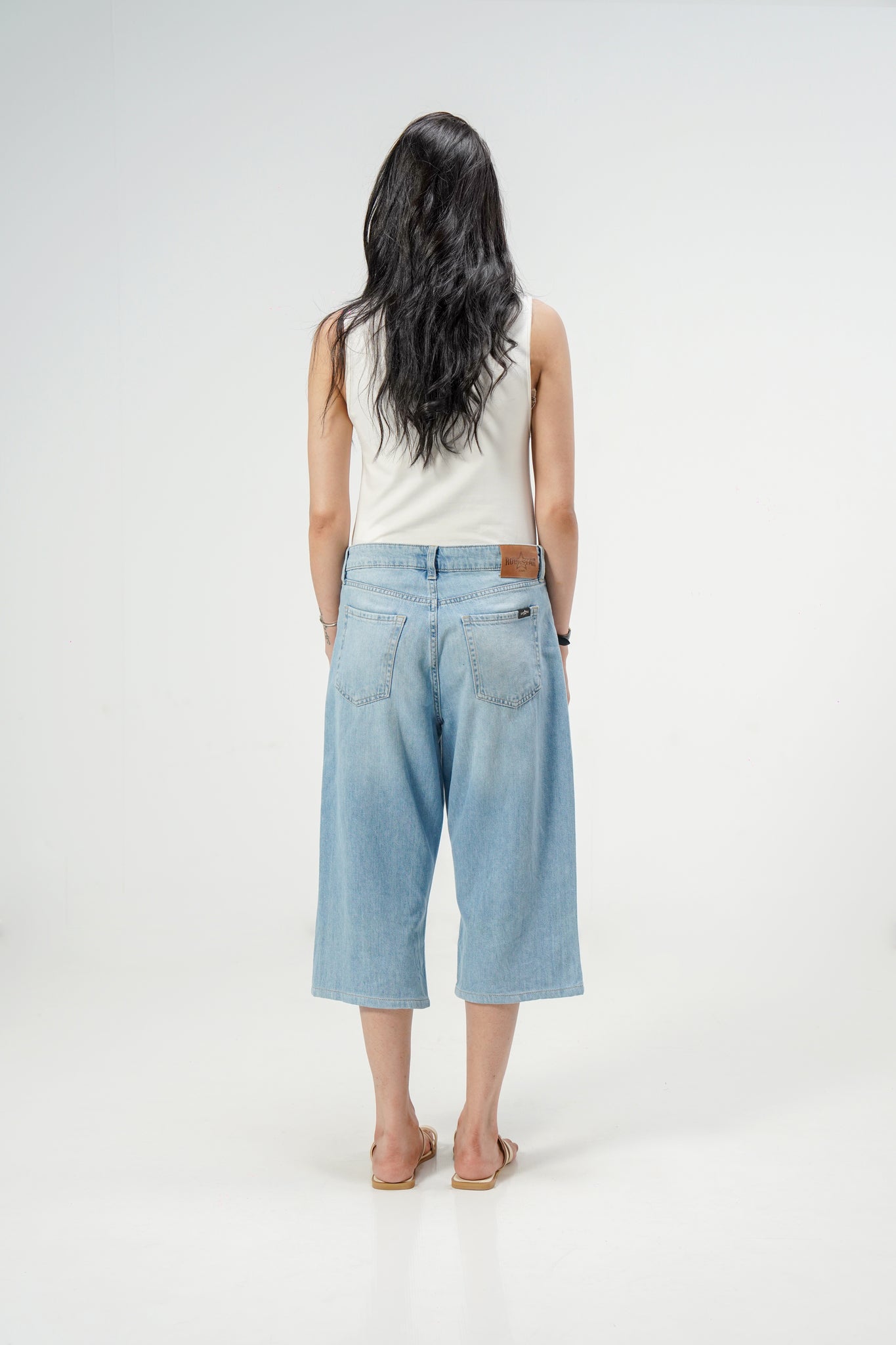 Light Blue Baggy Denim Capri