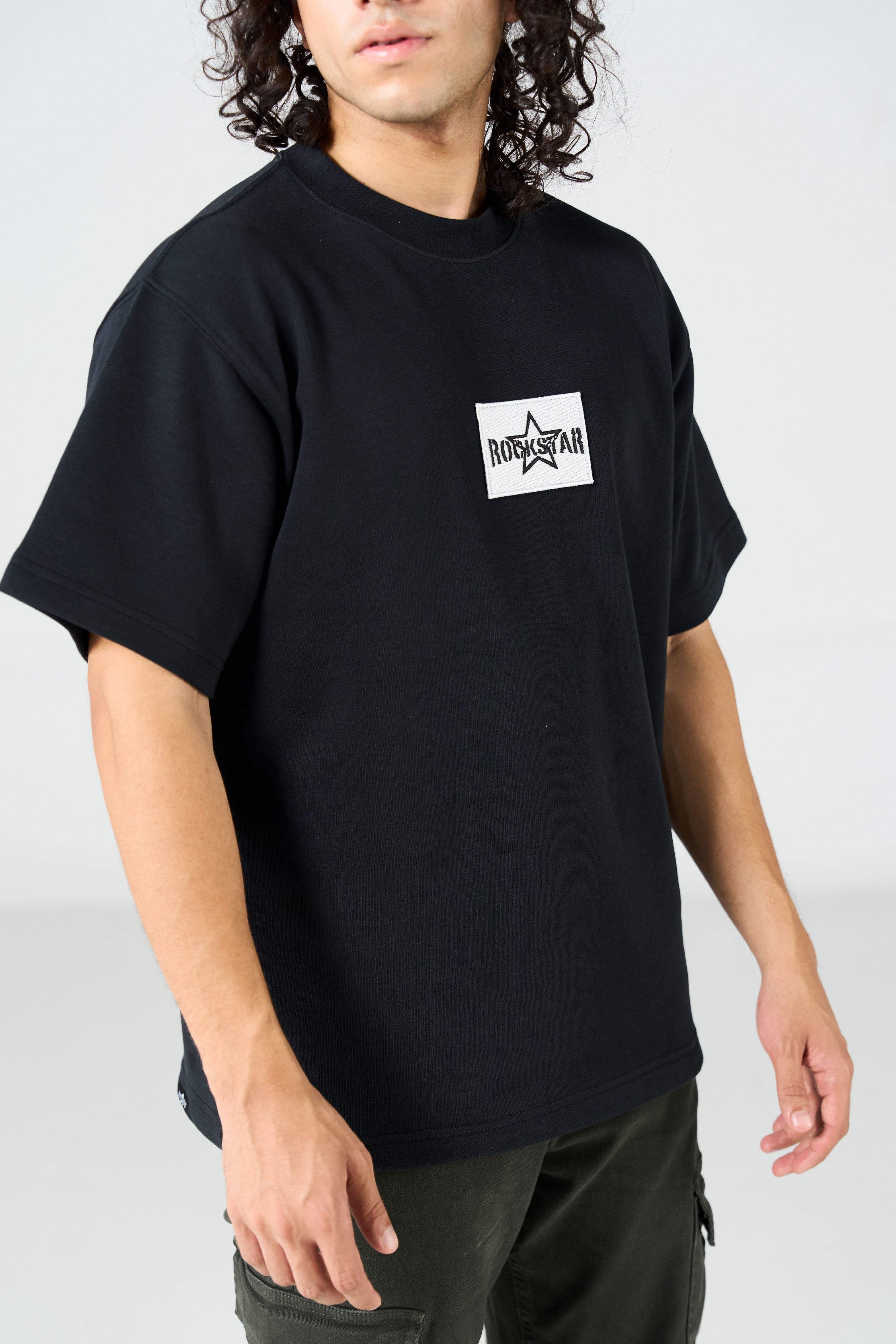 Drop Shoulder Black Tee