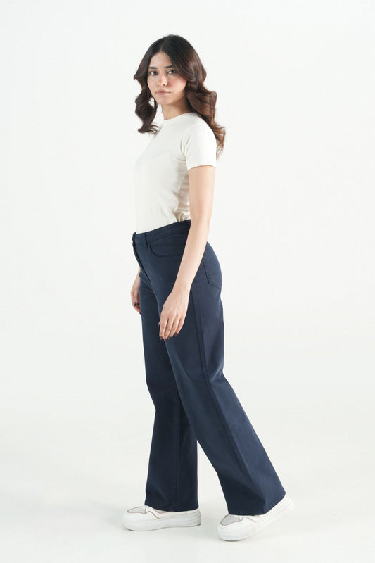 Navy Blue Wide-Leg Jeans