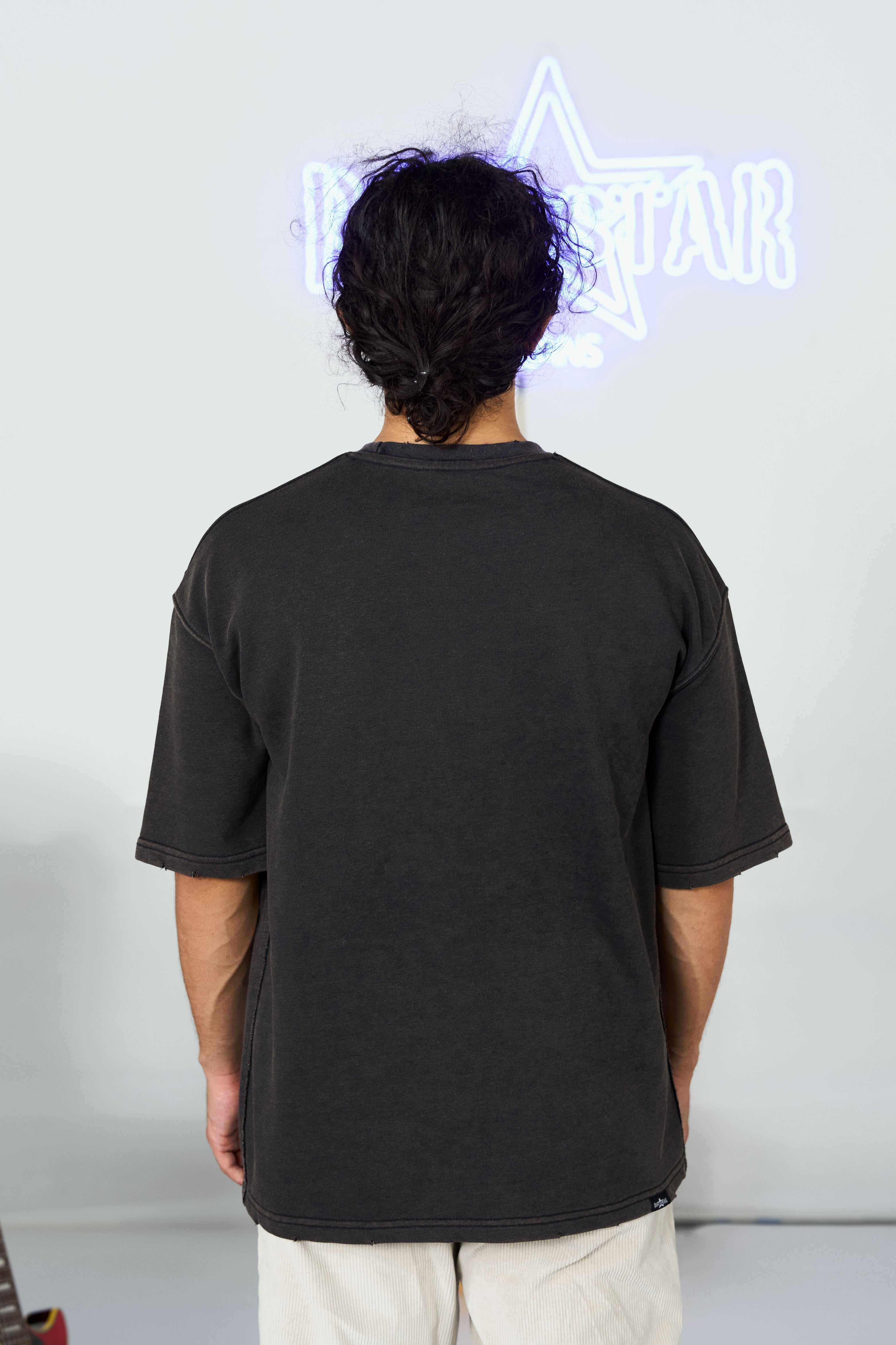 Drop Shoulder Charcoal Acid Tee