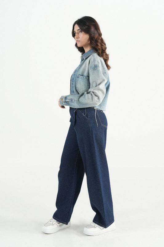 Vintage Crop Raw Edge Shacket