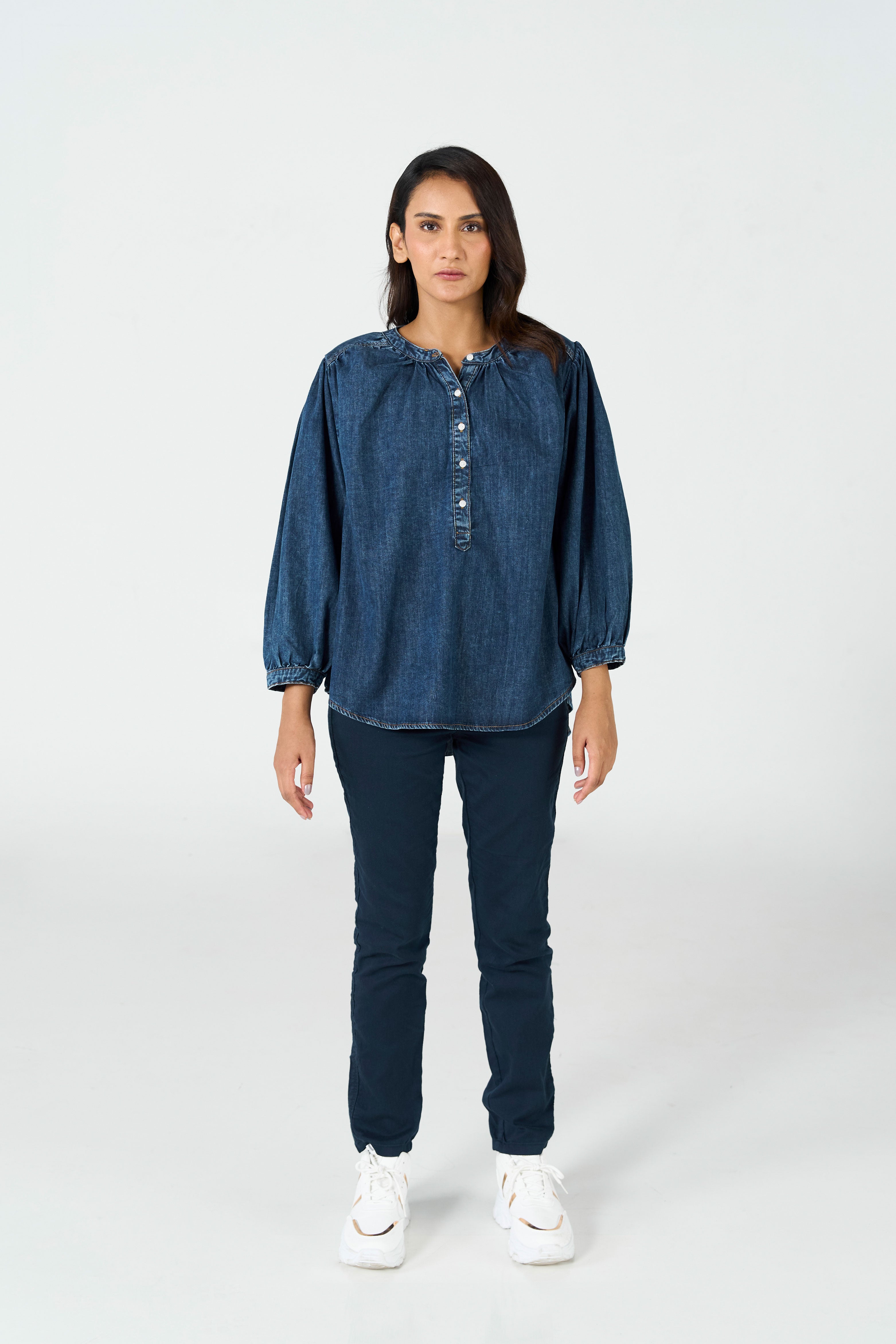 Denim Balloon Dark Wash Shirt