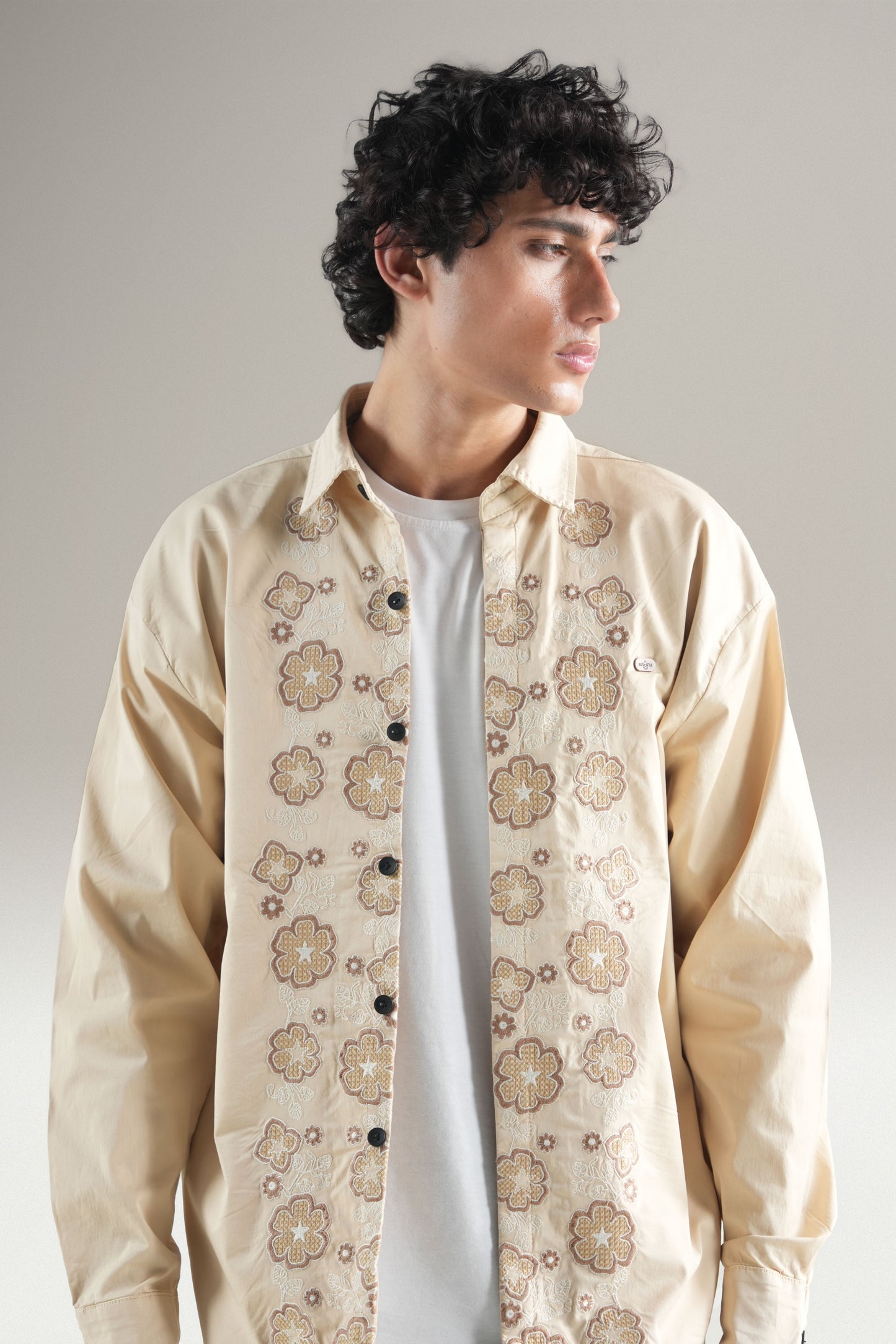 Floral Tuxedo Beige Shirt