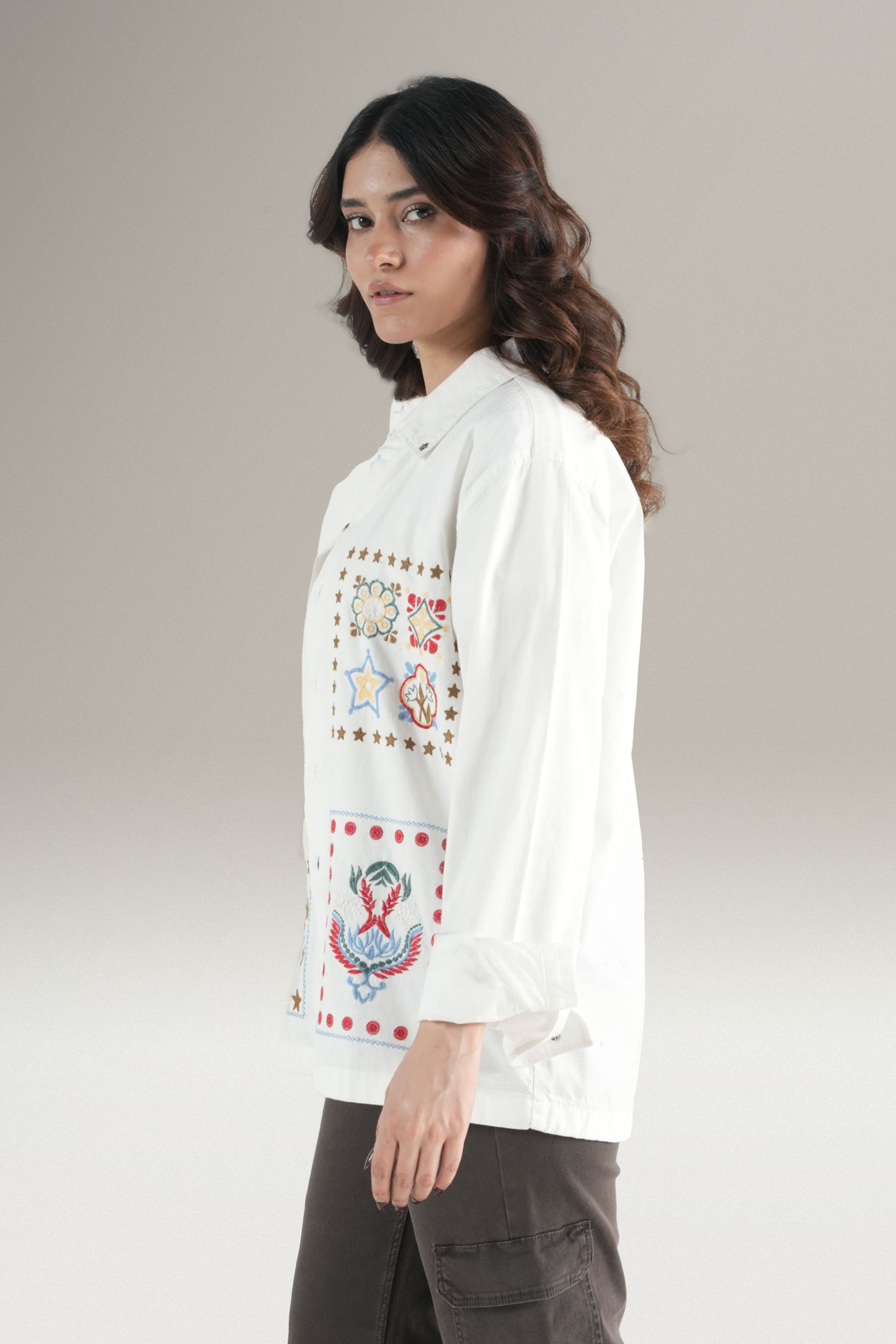 Women Truck Star White Shirt