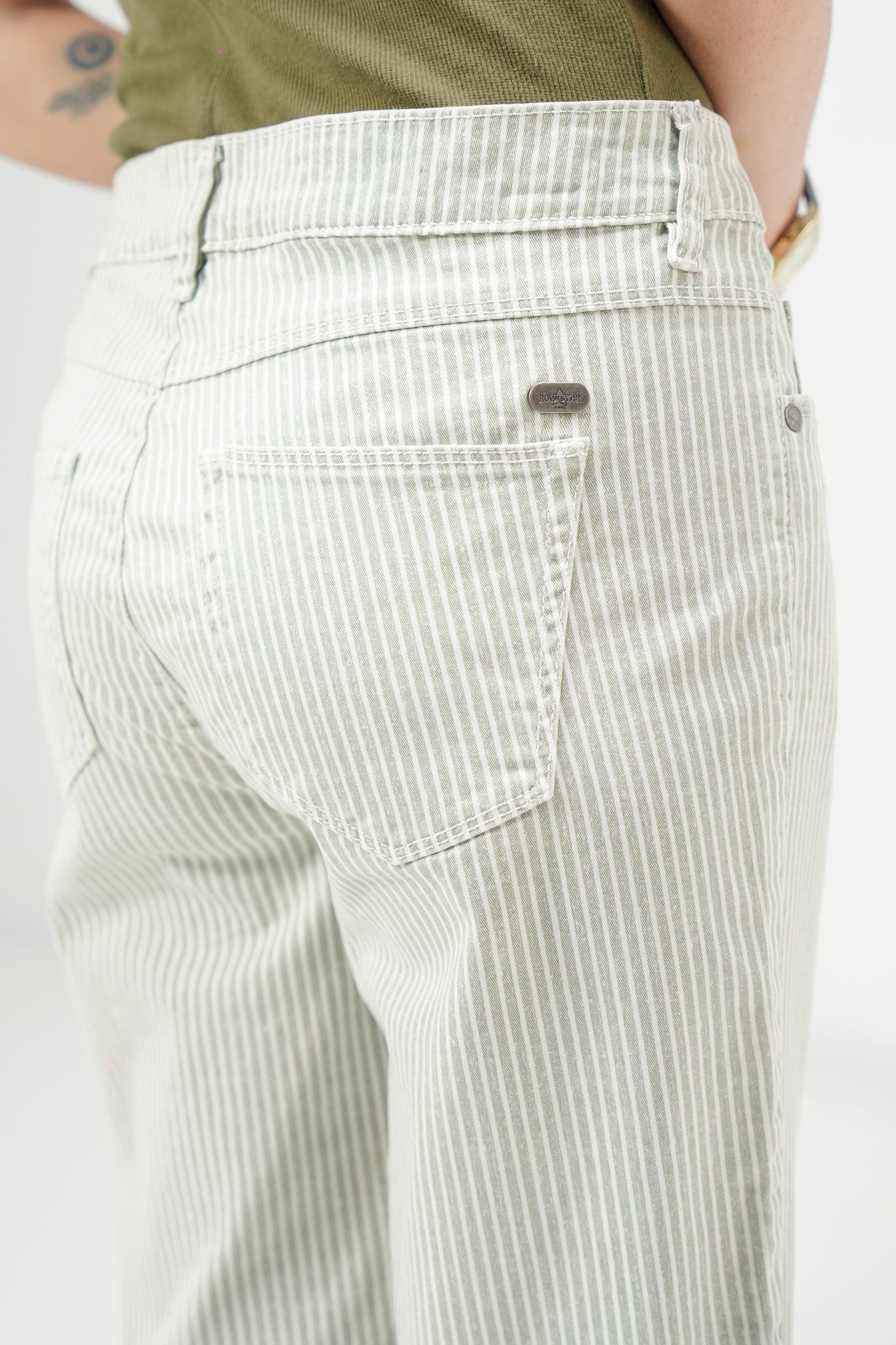 Green Bermuda Striped Shorts