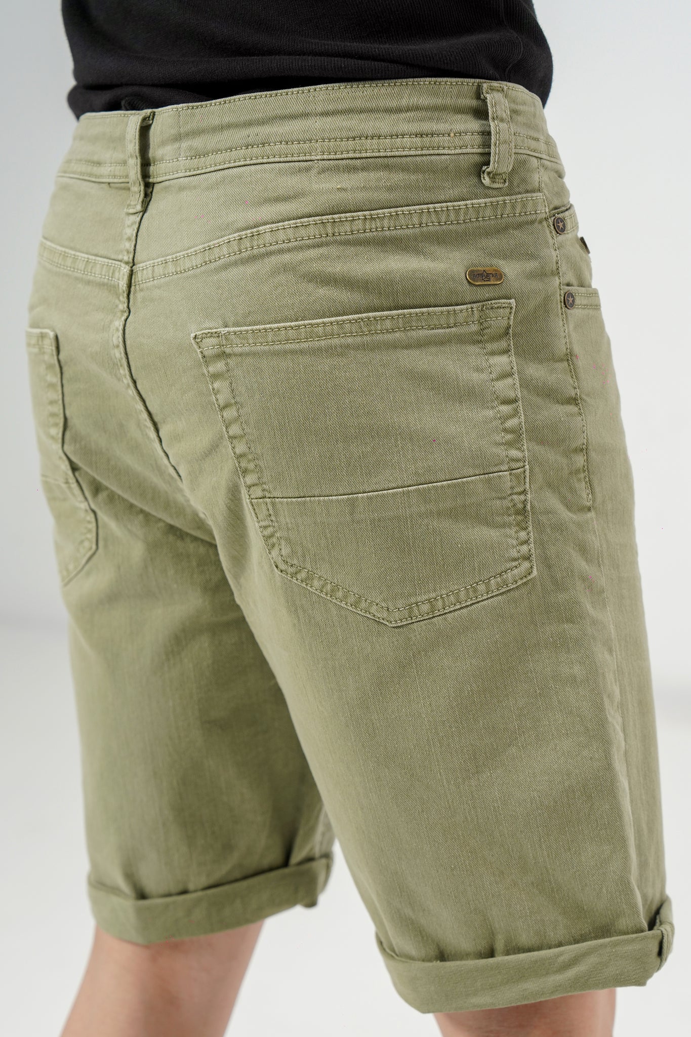 Khakhi Green Stretch Shorts
