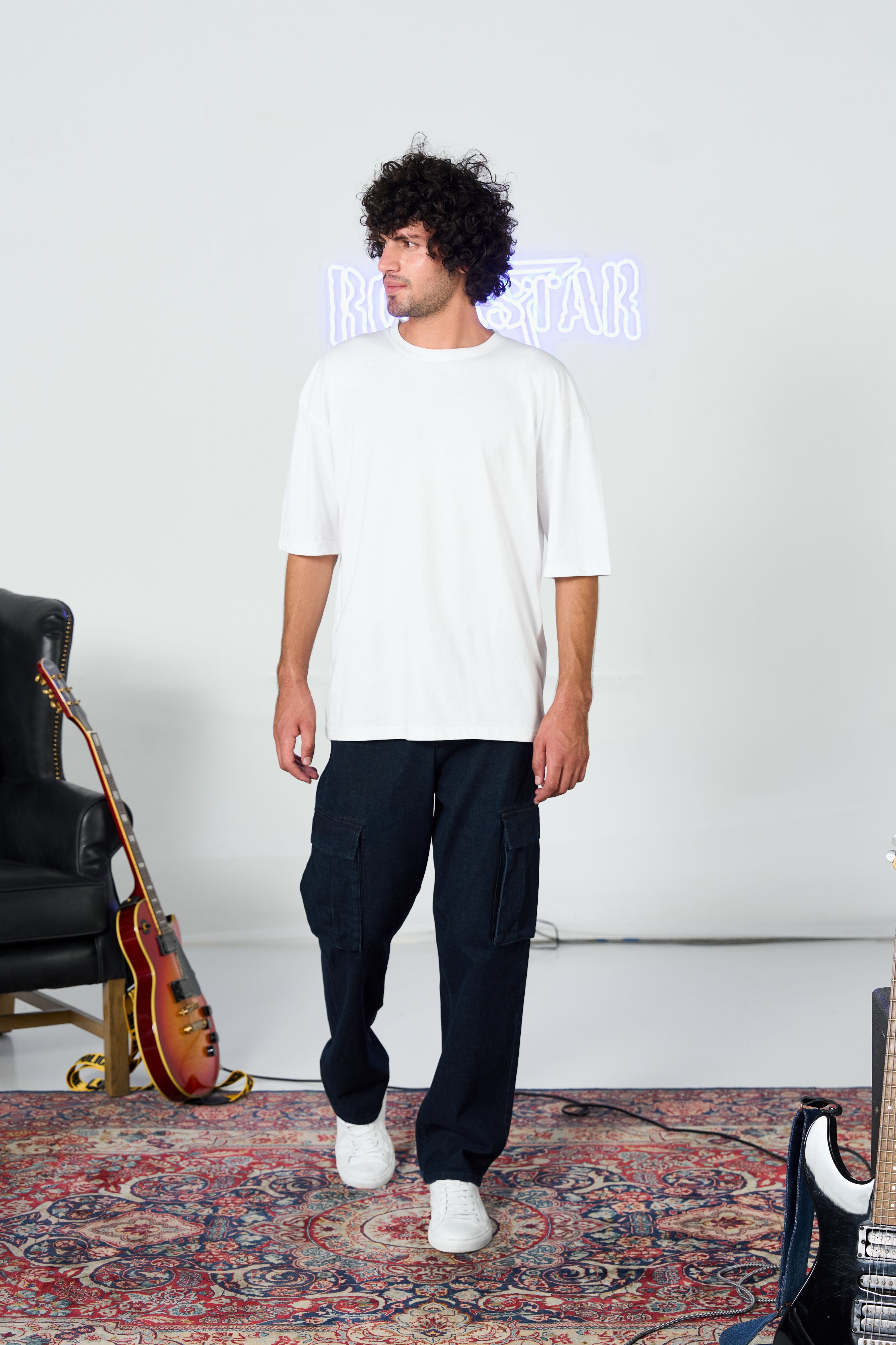 Dark Wash Baggy Cargos