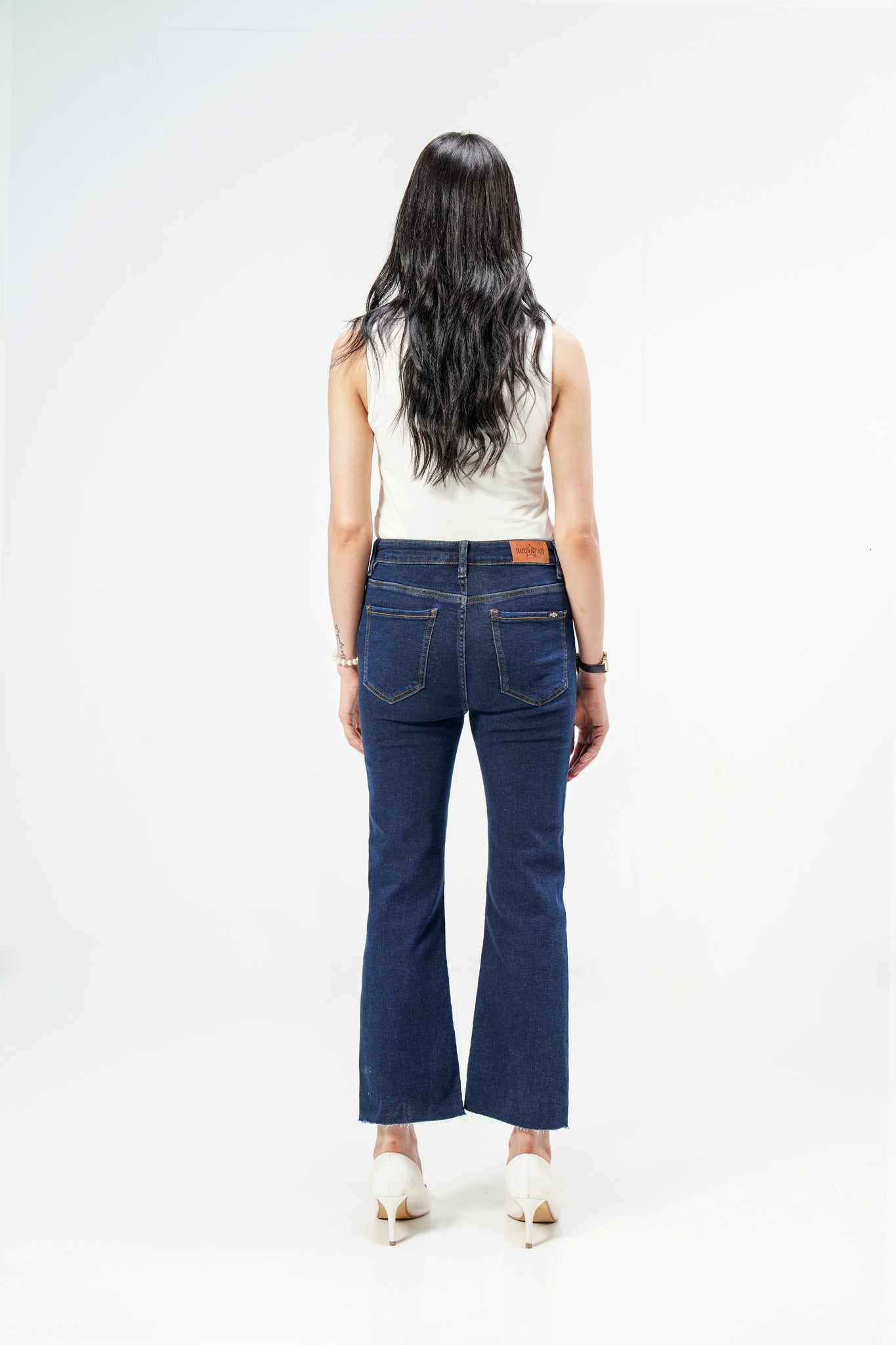 Dark Cropped Flare Jeans