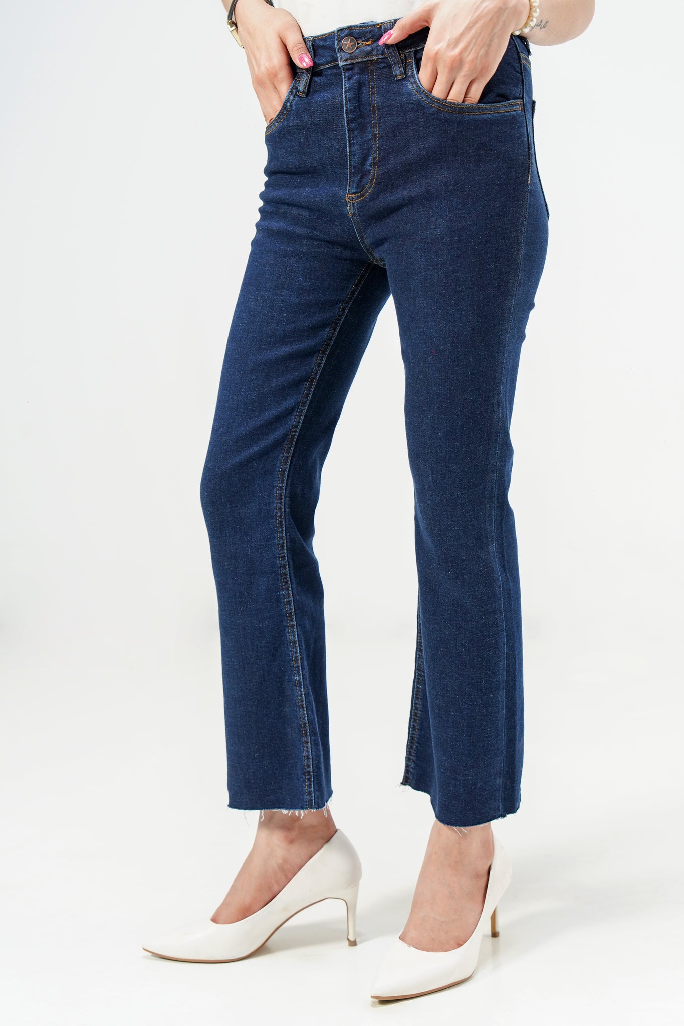 Dark Cropped Flare Jeans