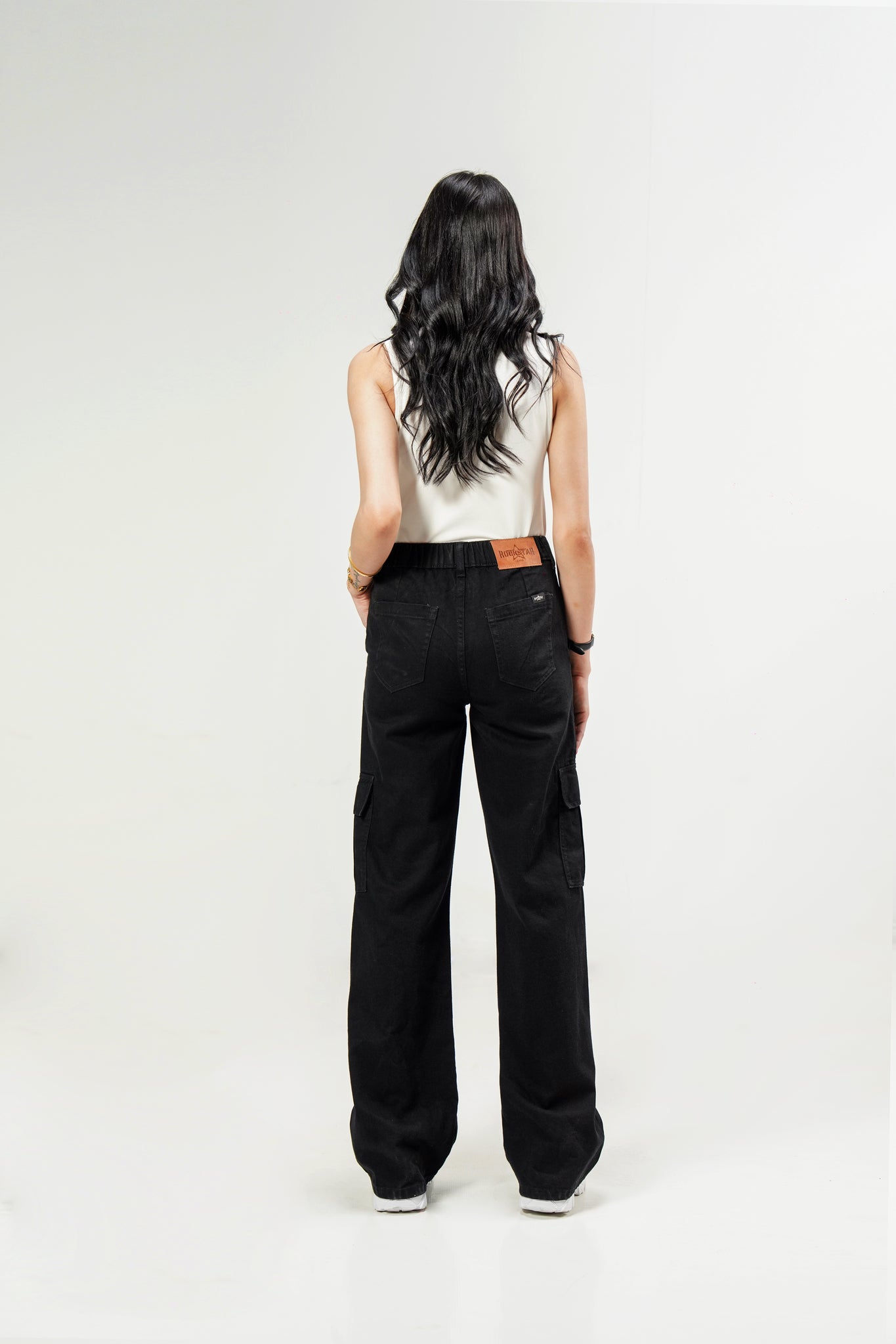 High Rise Wide Leg Cargo Black