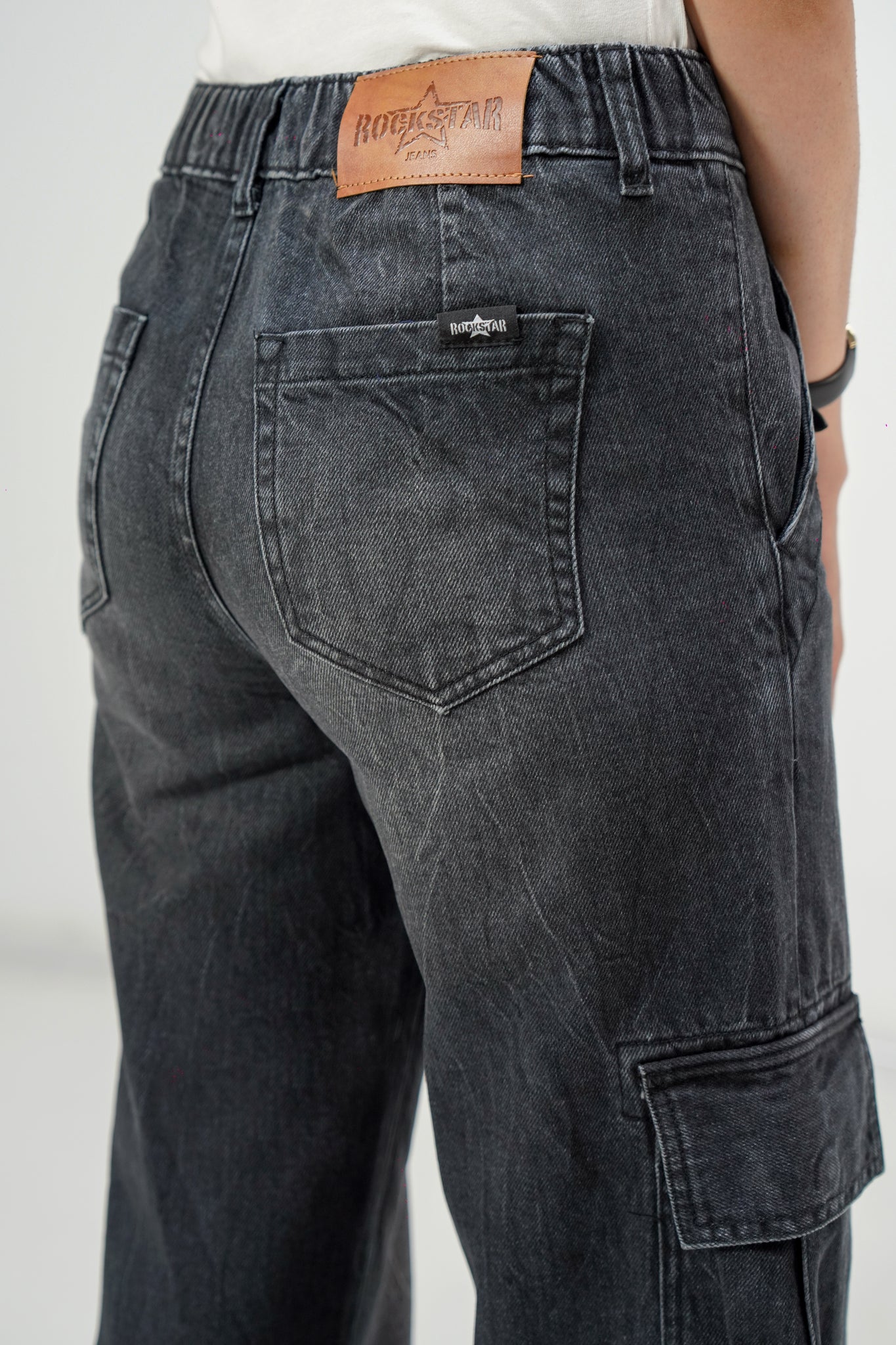 High Rise Wide Leg Cargo Grey
