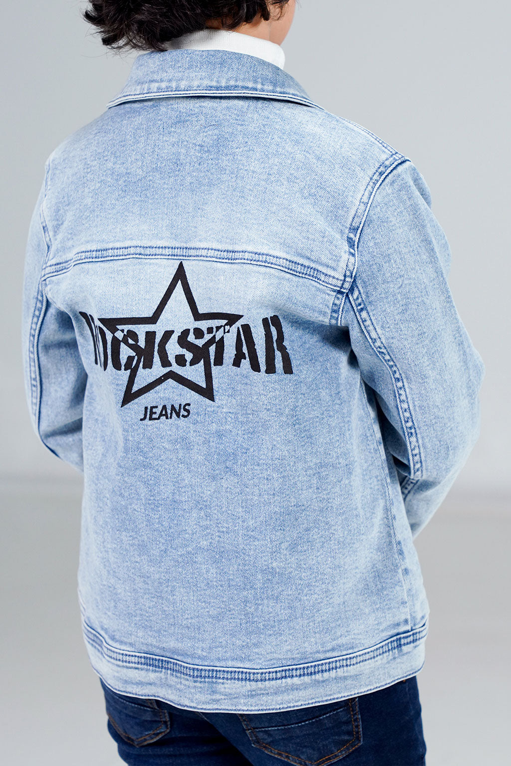Boys Denim Trucker Jacket Acid Random Light Blue