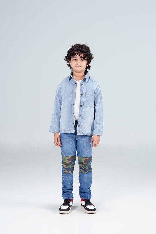 Striped Denim Overshirt