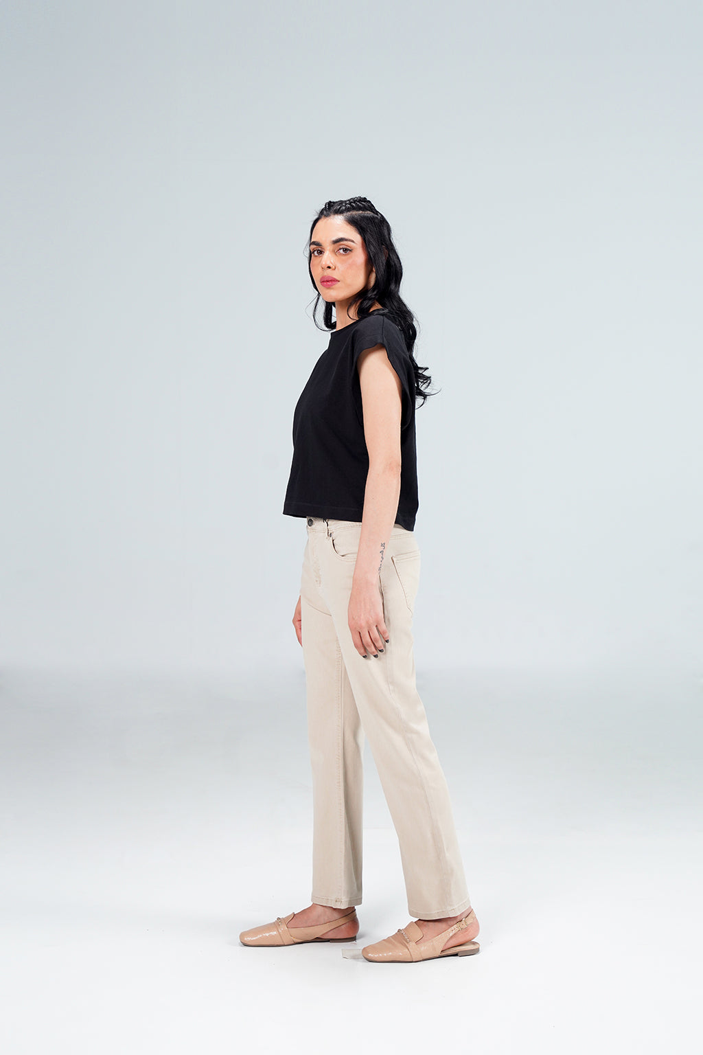 Beige Bootcut Pant