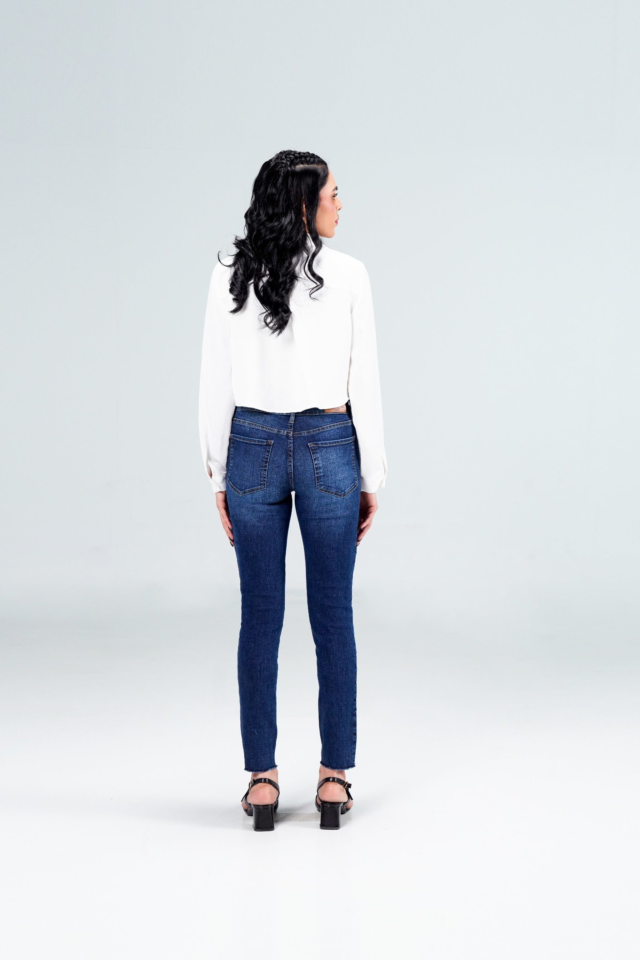 Skinny Fit With Eyelets Medium Blue