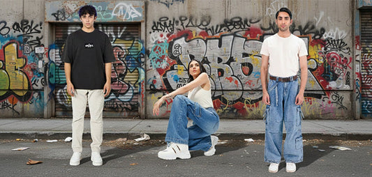 Cargo jeans and oversized t-shirts by Rockstar Jeans